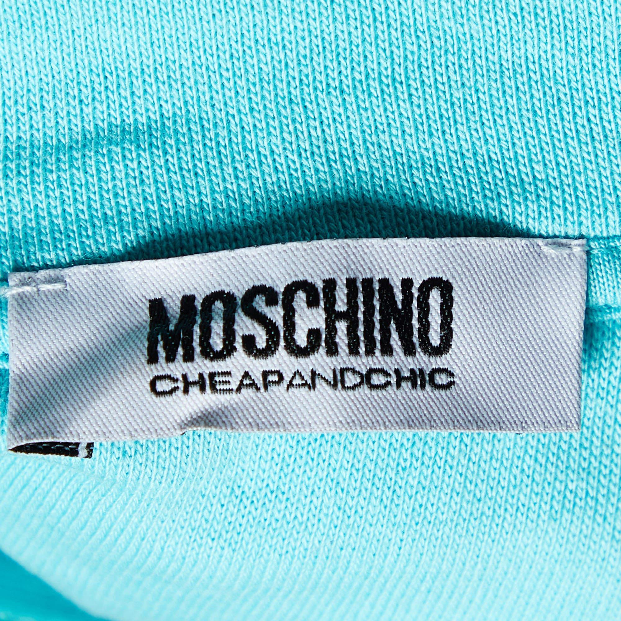 Donna Moschino Cheap and Chic Felpa con cappuccio senza maniche in cotone stampato multicolore I.L.A. in vendita