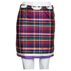 Moschino Cheap and Chic Multicolor Silk Beaded Waist Detail Mini Skirt M