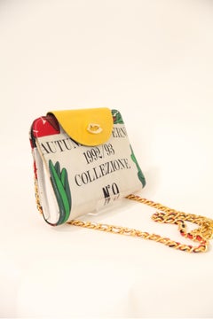 Moschino Cheap and Chic multicolour leather and textiles  clutch bag. C1992