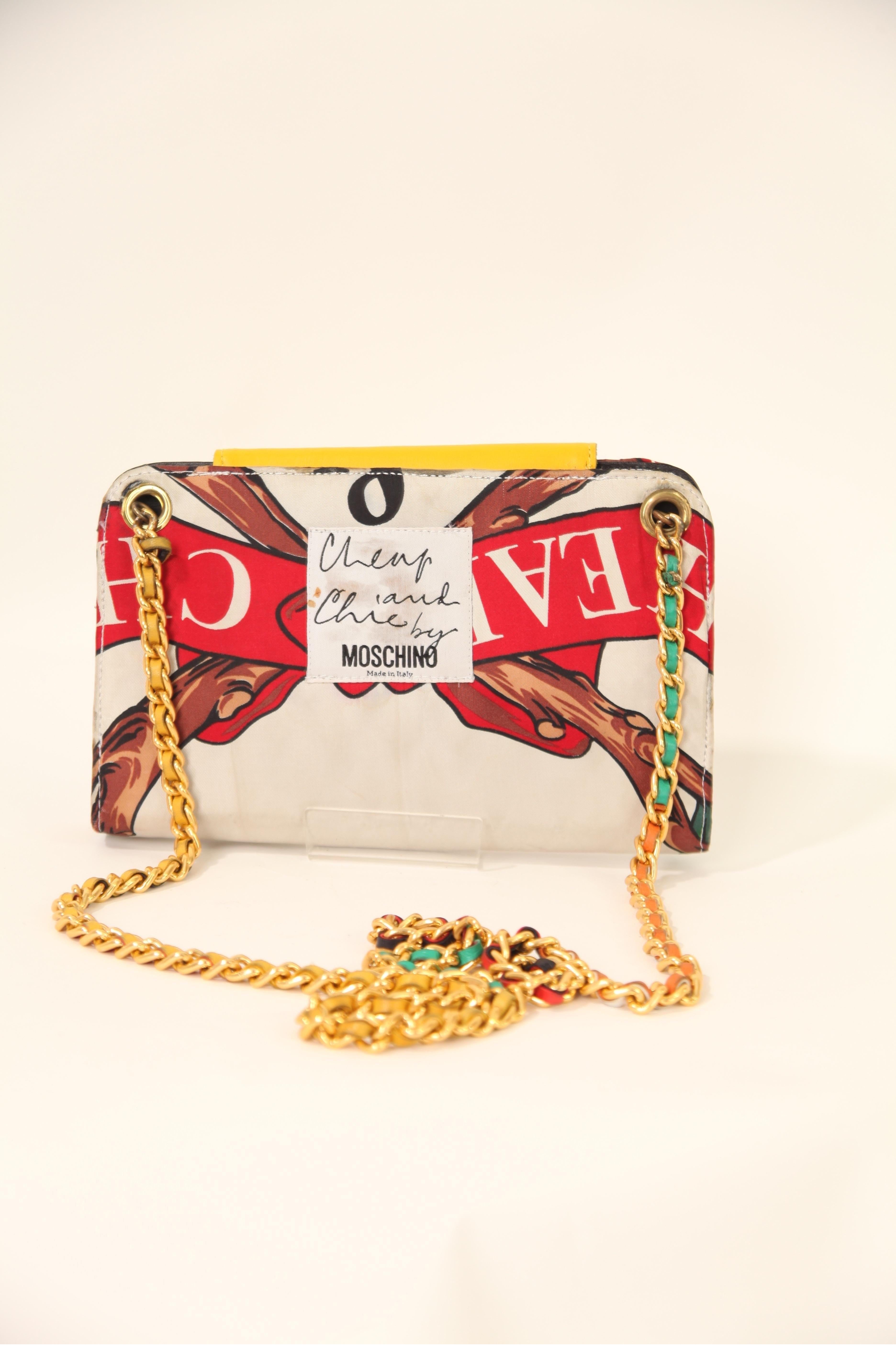 Women's Moschino Cheap and Chic multicolour leather and textiles  clutch bag. C1992 For Sale