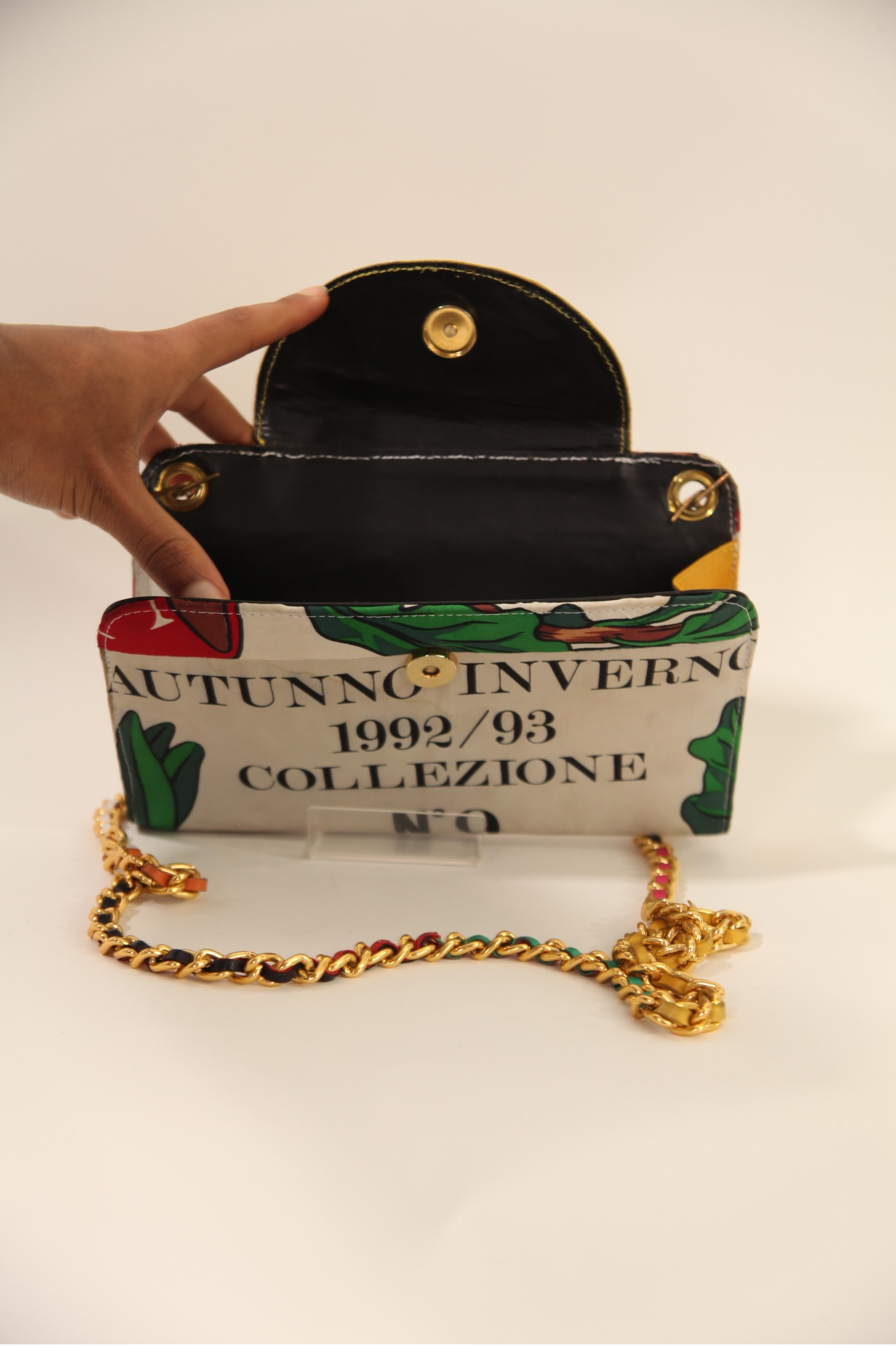 Moschino Cheap and Chic multicolour leather and textiles  clutch bag. C1992 For Sale 1