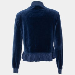 Moschino Cheap and Chic Navy Blue Velvet Zip Front Jacket M
