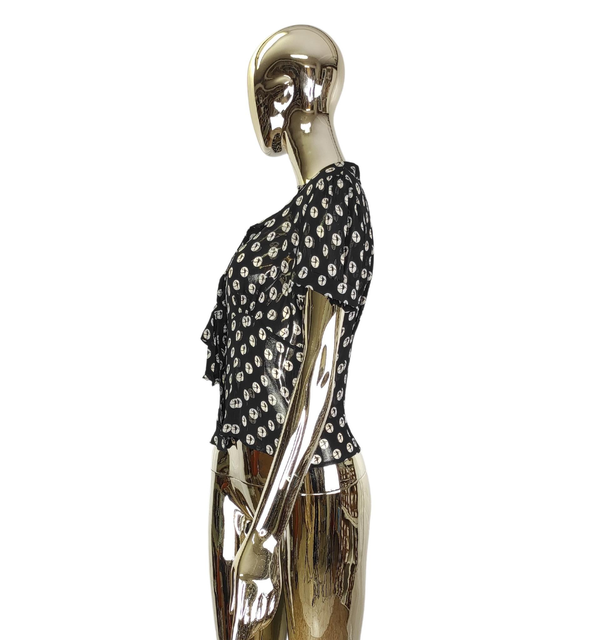 Black Moschino Cheap and Chic Olive Oil print blouse For Sale