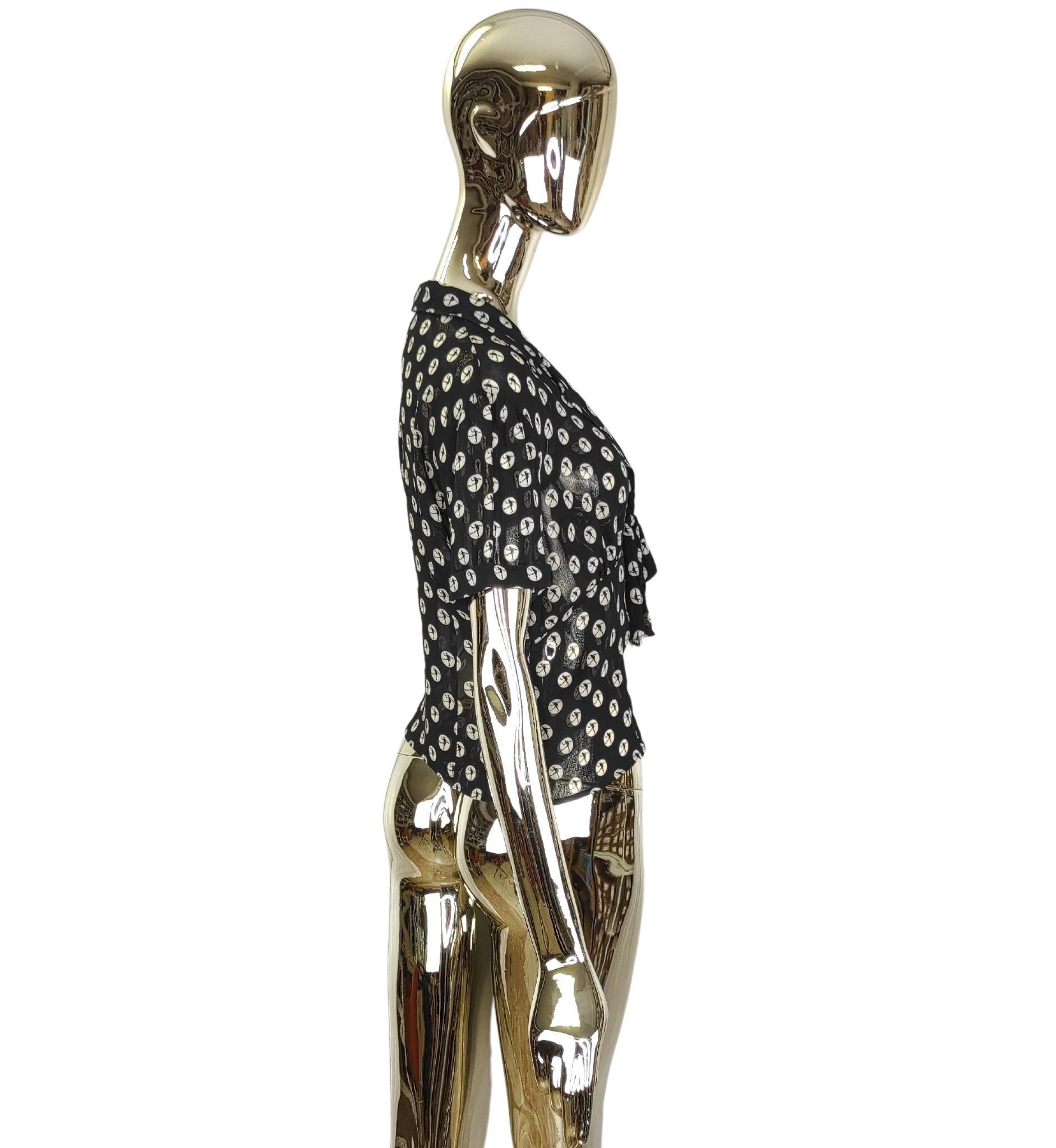 Moschino Cheap and Chic Olive Oil print blouse In Fair Condition For Sale In Milano, IT