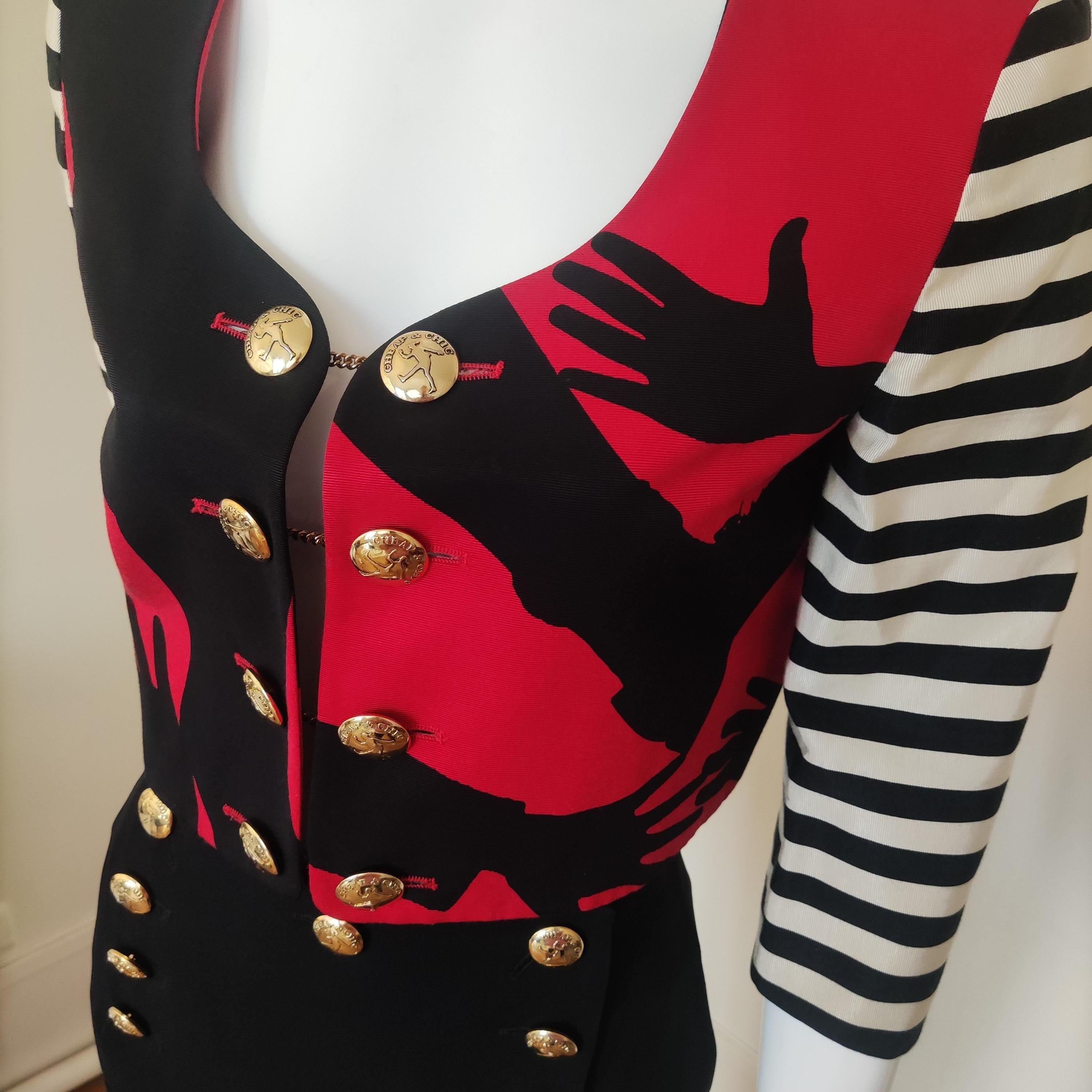Moschino Cheap and Chic Olive Oyl Popeye Arms Legs Shadow The Nanny Couture Suit For Sale 5