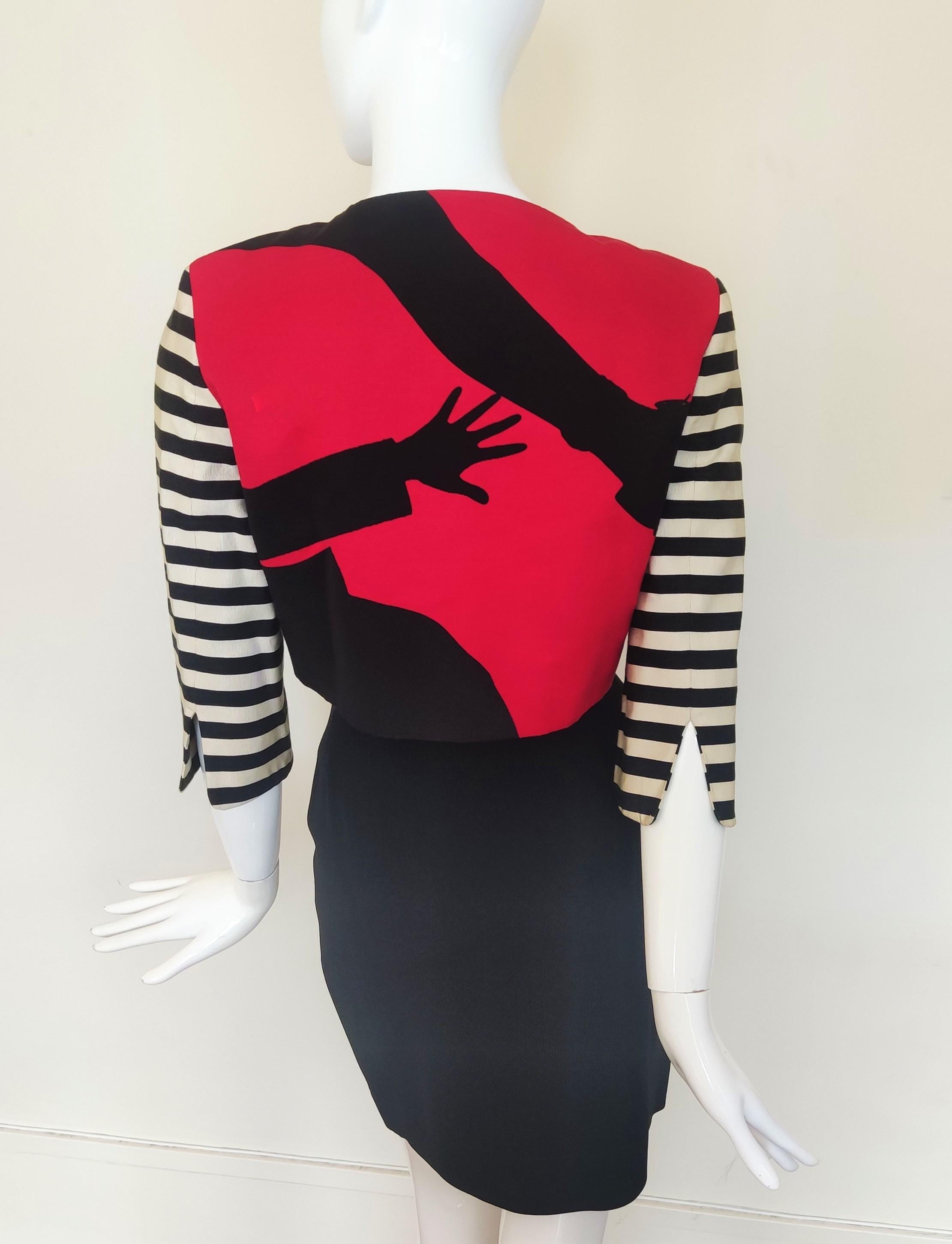 Moschino Cheap and Chic Olive Oyl Popeye Arms Legs Shadow The Nanny Couture Suit In Excellent Condition For Sale In PARIS, FR