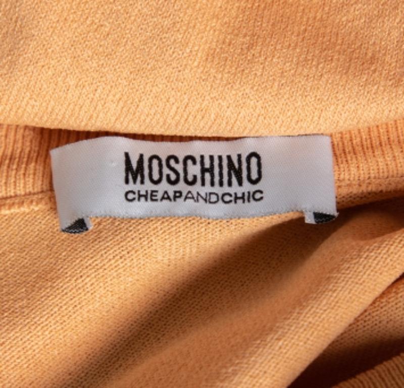 Pull à manches longues Moschino Cheap and Chic orange en tricot à col en V M Pour femmes en vente