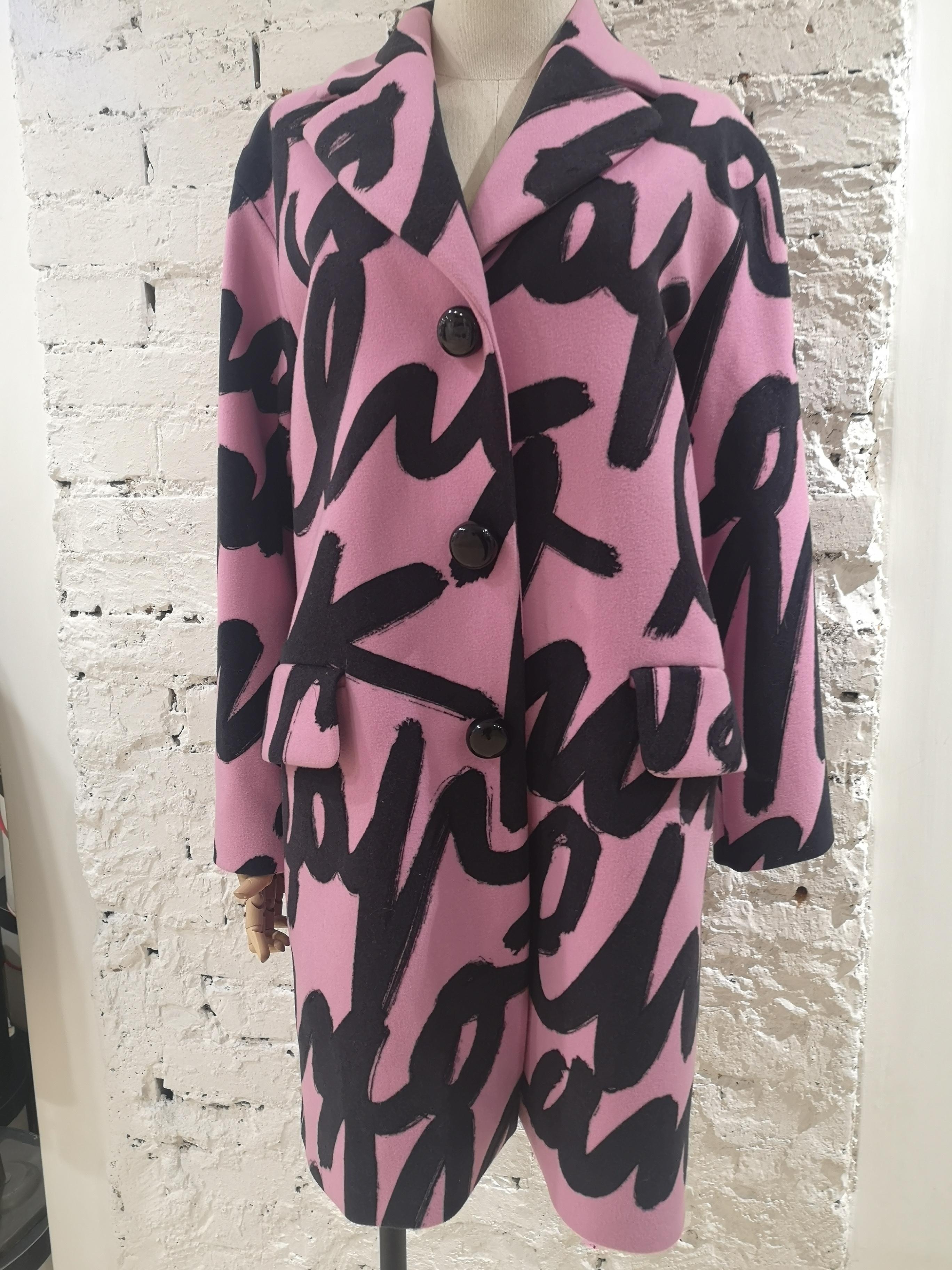 Moschino cheap and chic pink and black wool coat  5