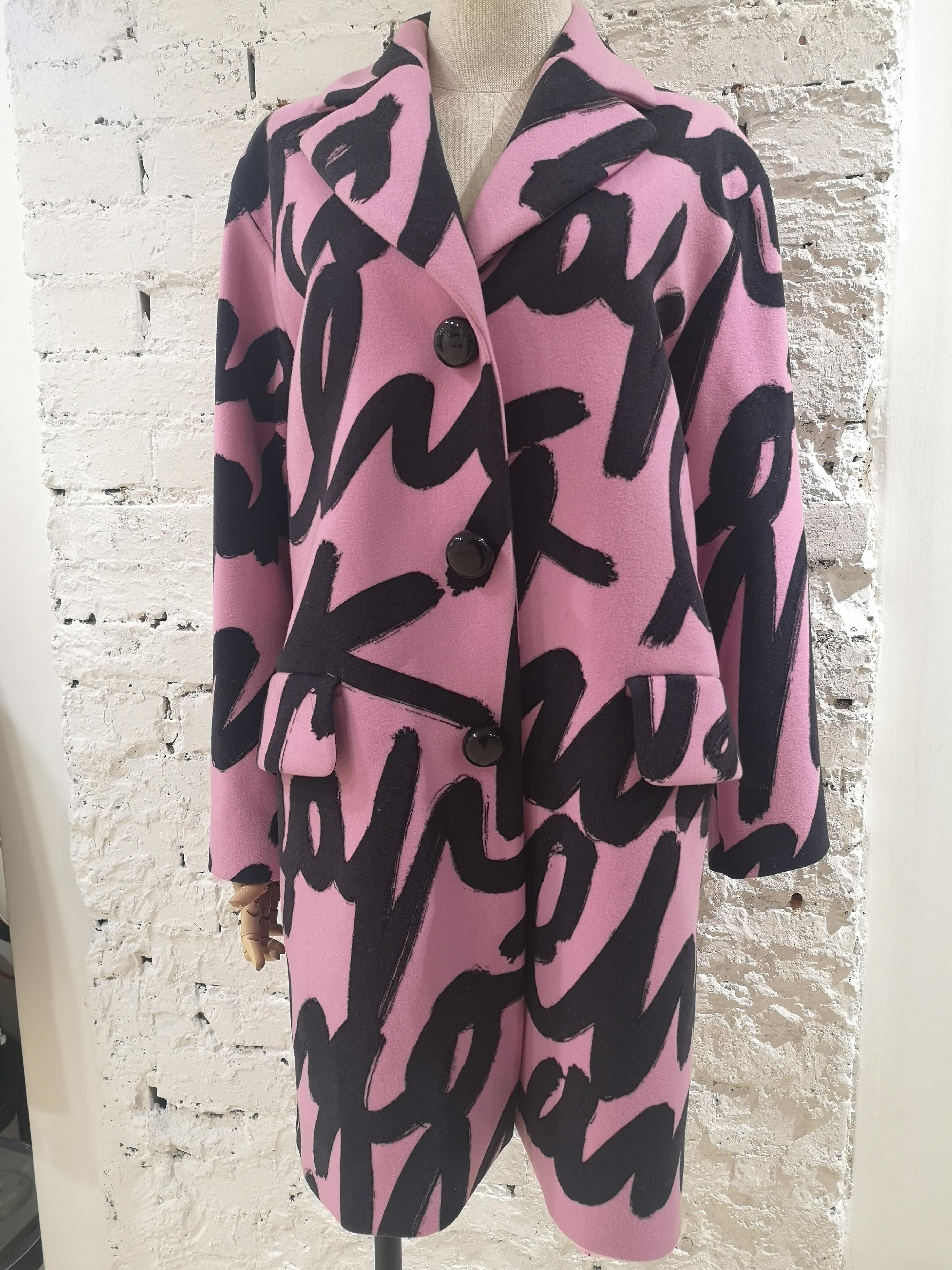 Moschino cheap and chic pink and black wool coat  4