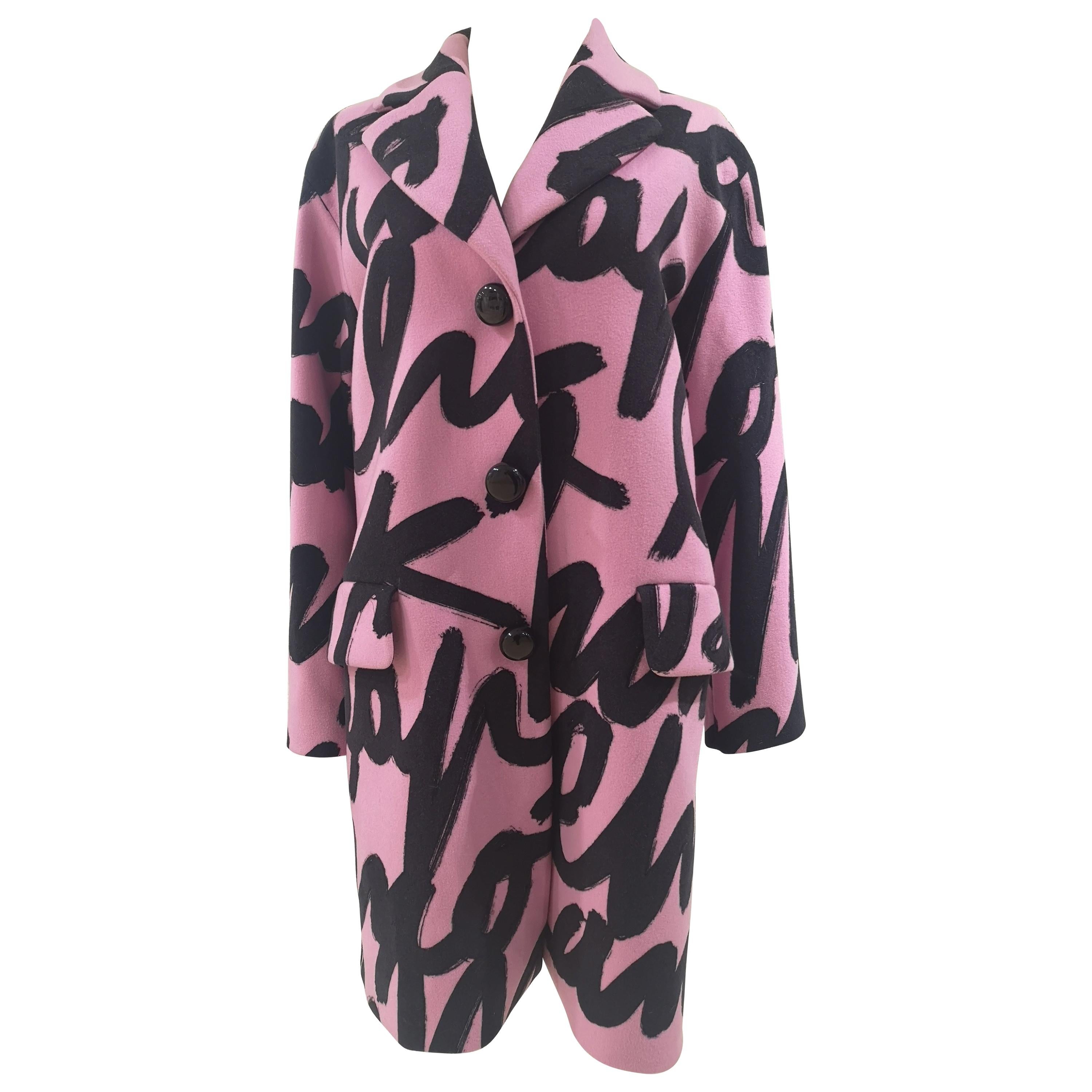 Moschino cheap and chic pink and black wool coat