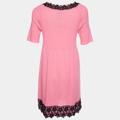 Moschino Cheap and Chic Pink Cotton Knit lace Trim Detail Mini Dress L