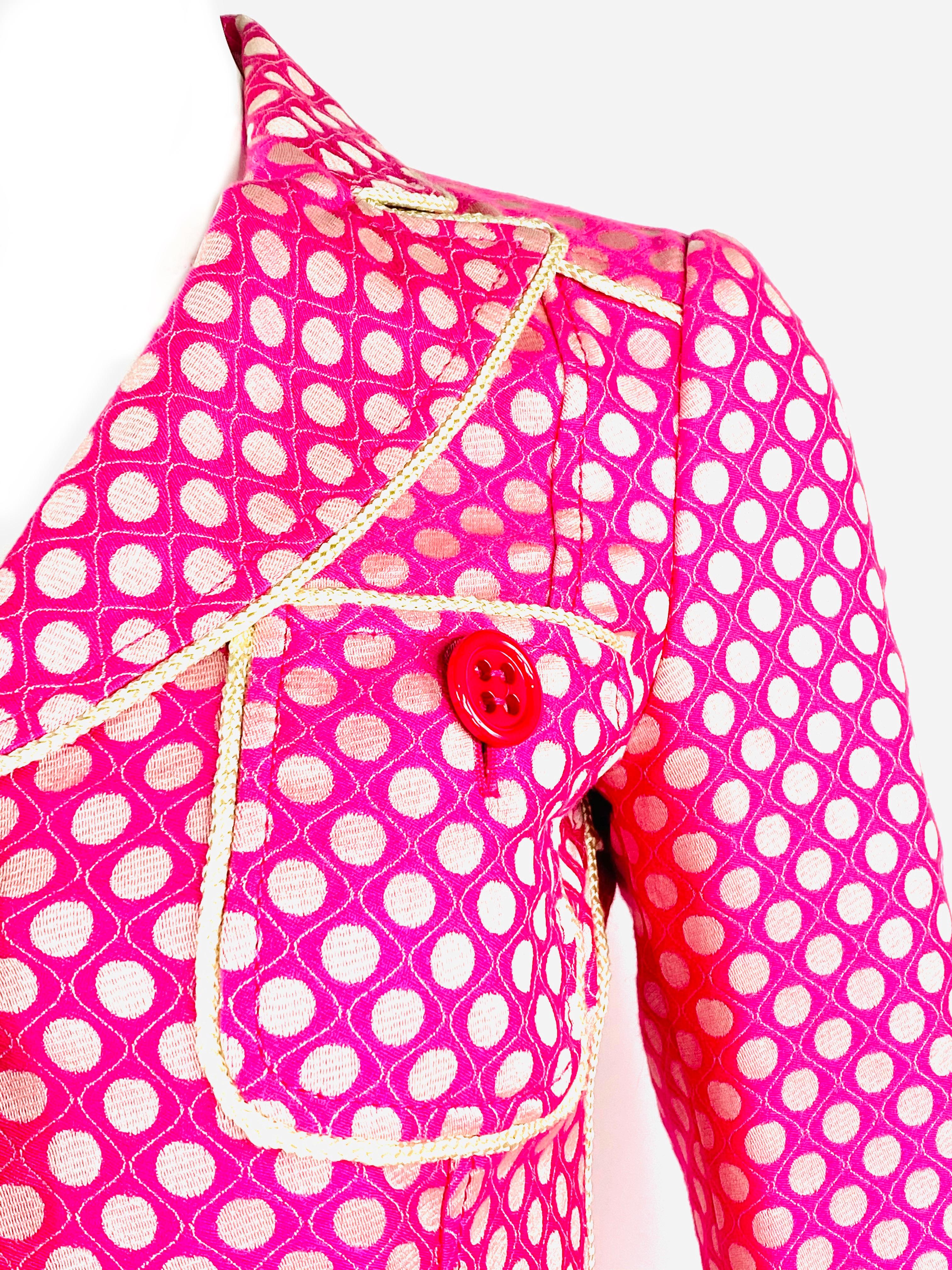 MOSCHINO Cheap and Chic Rosa gepunktete Blazerjacke mit Knöpfen Größe 8 (Pink) im Angebot