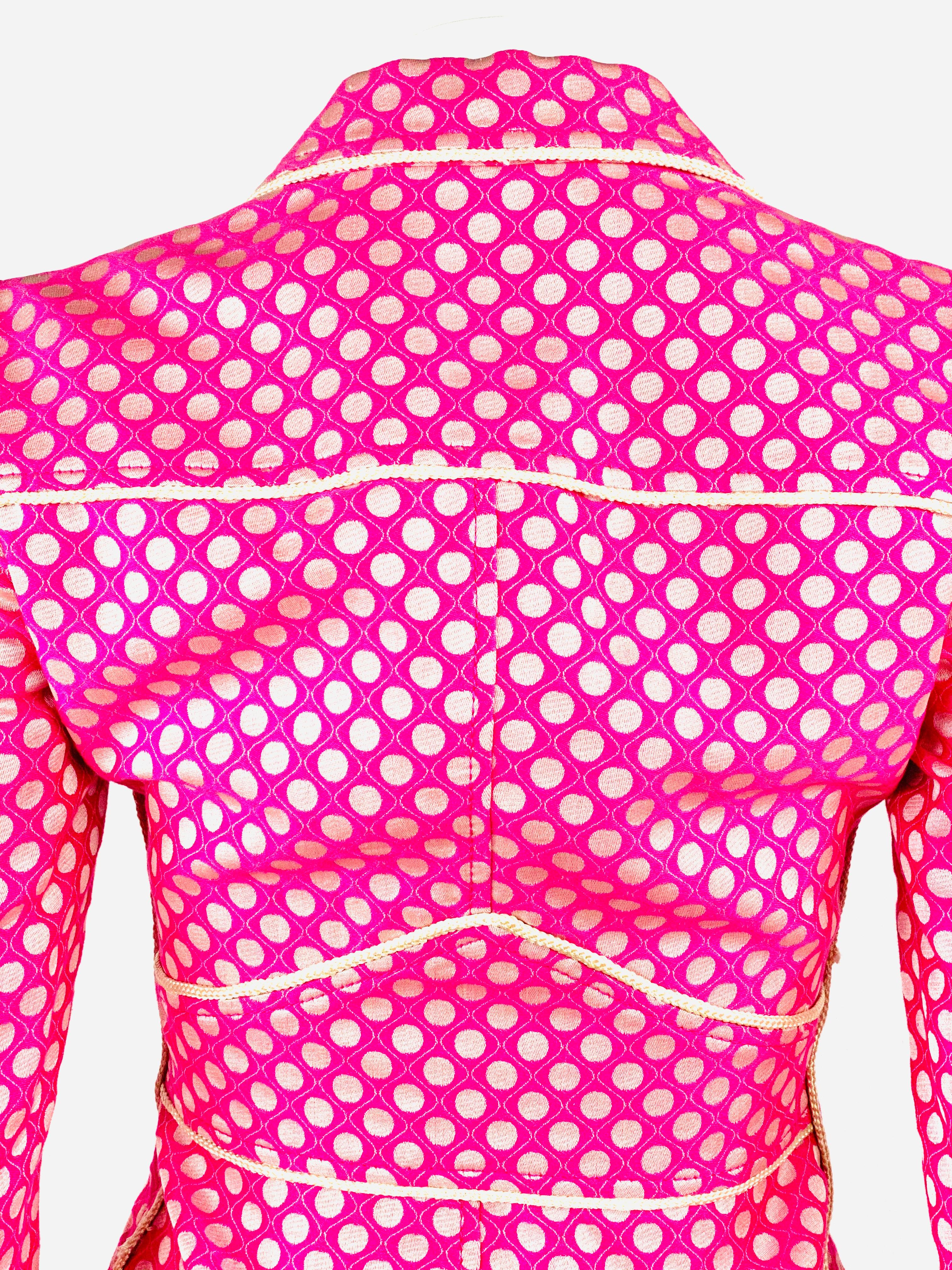 Women's MOSCHINO Cheap and Chic Pink Polka Dot Blazer Jacket w/ Buttons Size 8 For Sale