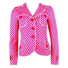 MOSCHINO Cheap and Chic Pink Polka Dot Blazer Jacket w/ Buttons Size 8