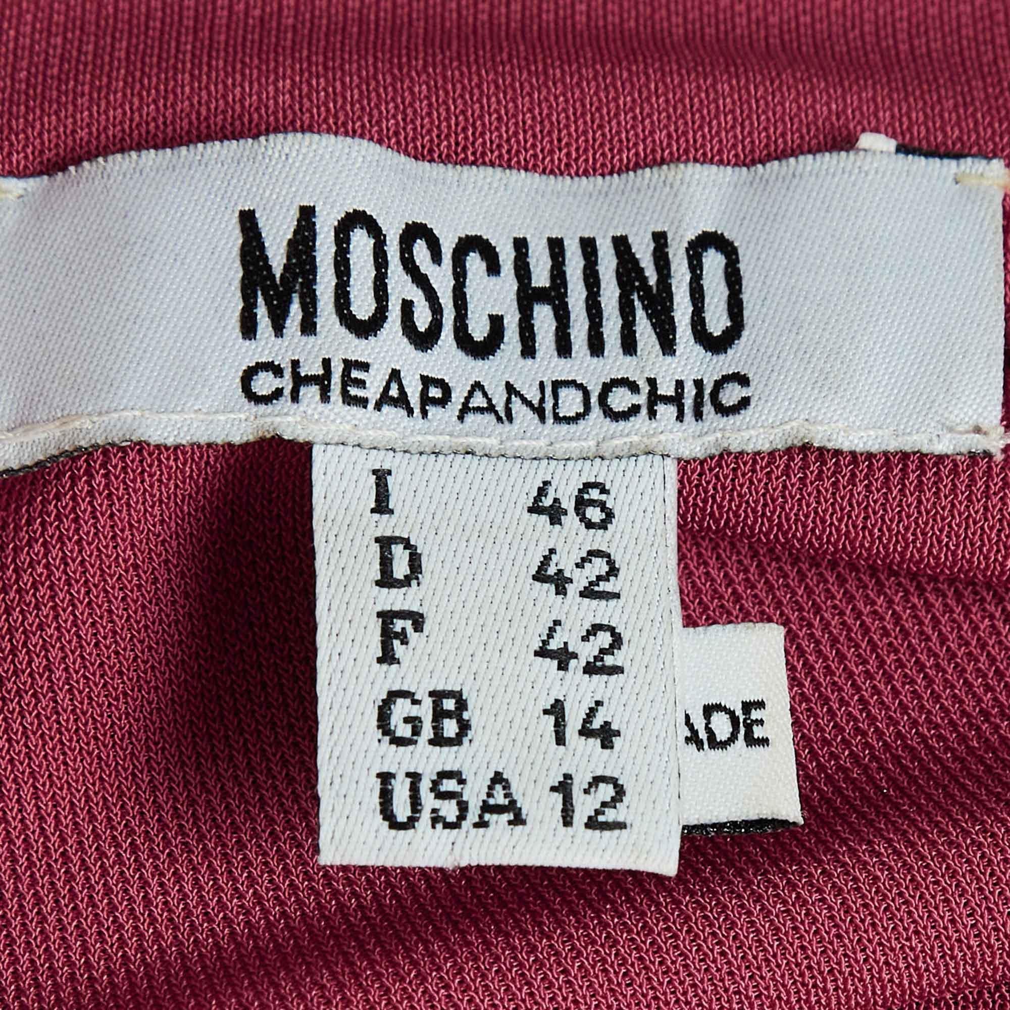 Top à épaules dénudées Moschino Cheap and Chic rose extensible L Pour femmes en vente
