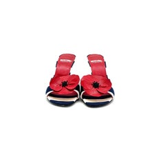 Sandales mules à talon Moschino Cheap and Chic, motif fleur de pavot, taille 37,5