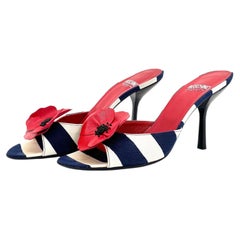 Sandales mules à talon Moschino Cheap and Chic, motif fleur de pavot, taille 37,5