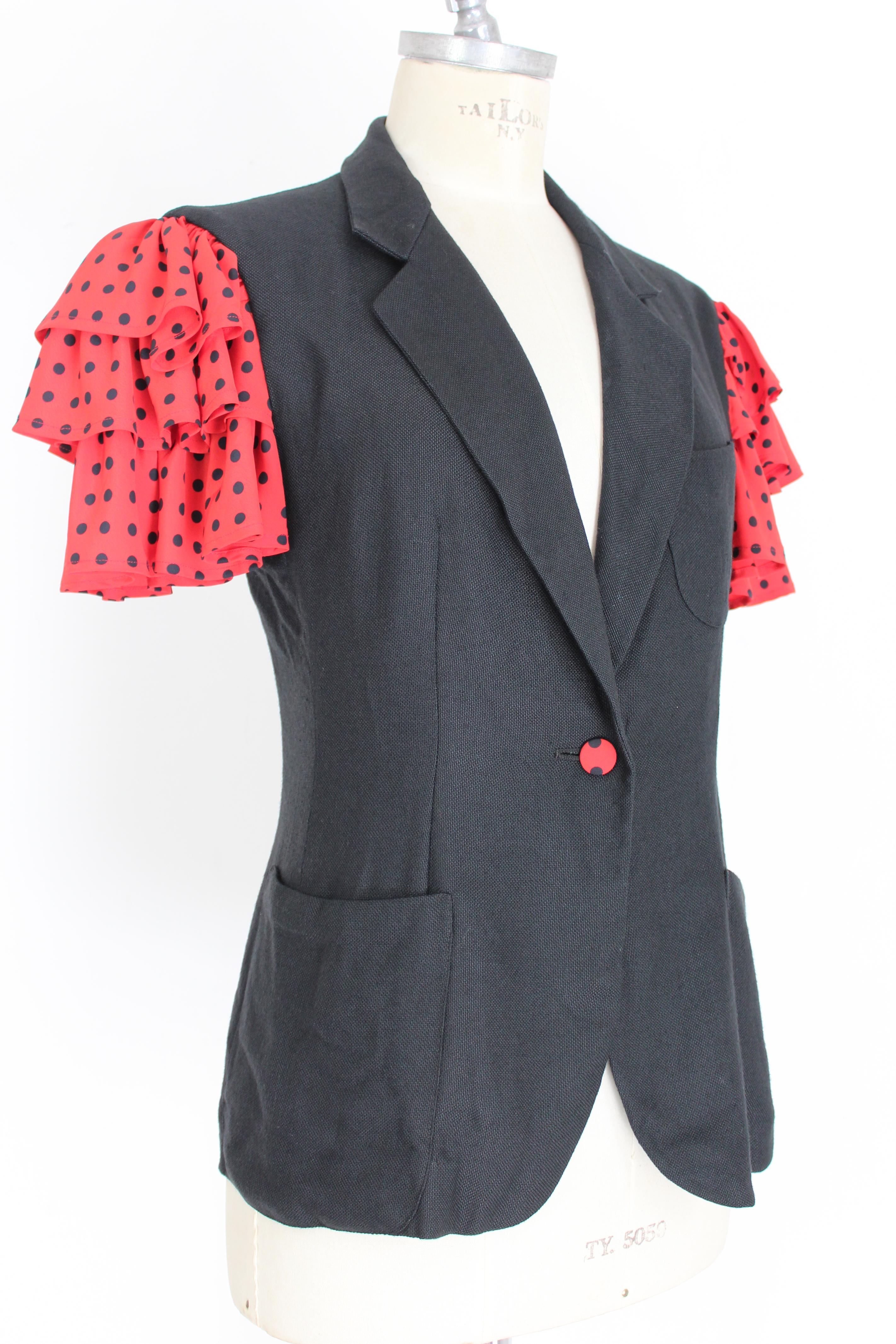 Moschino Red Black Polka Dot Cocktail Jacket and Dress Set 1990s Vintage 5