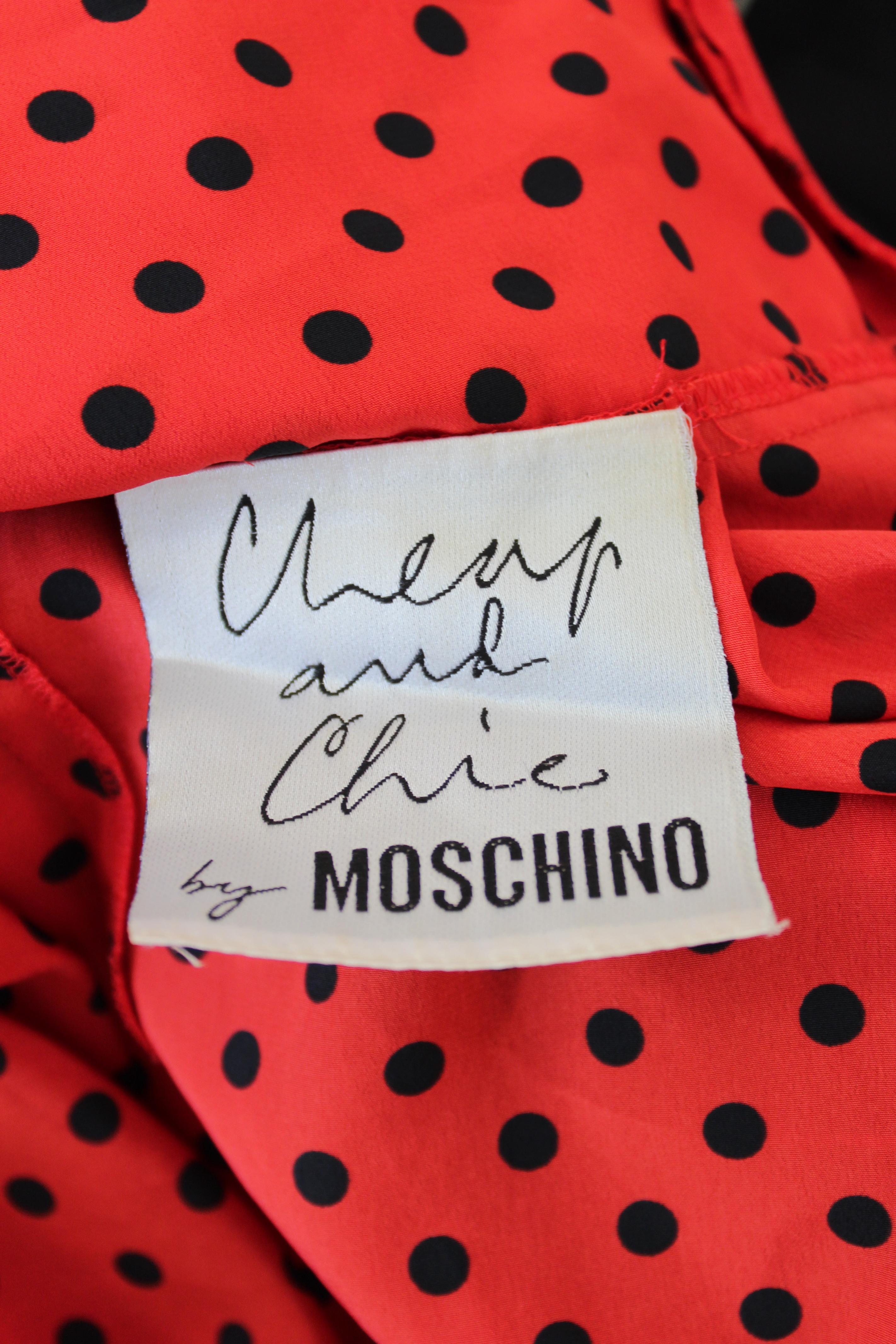 Moschino Red Black Polka Dot Cocktail Jacket and Dress Set 1990s Vintage 7