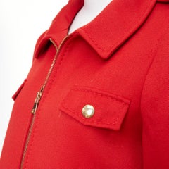 MOSCHINO Cheap and Chic red black real fur trim wool biker style jacket IT46 XL