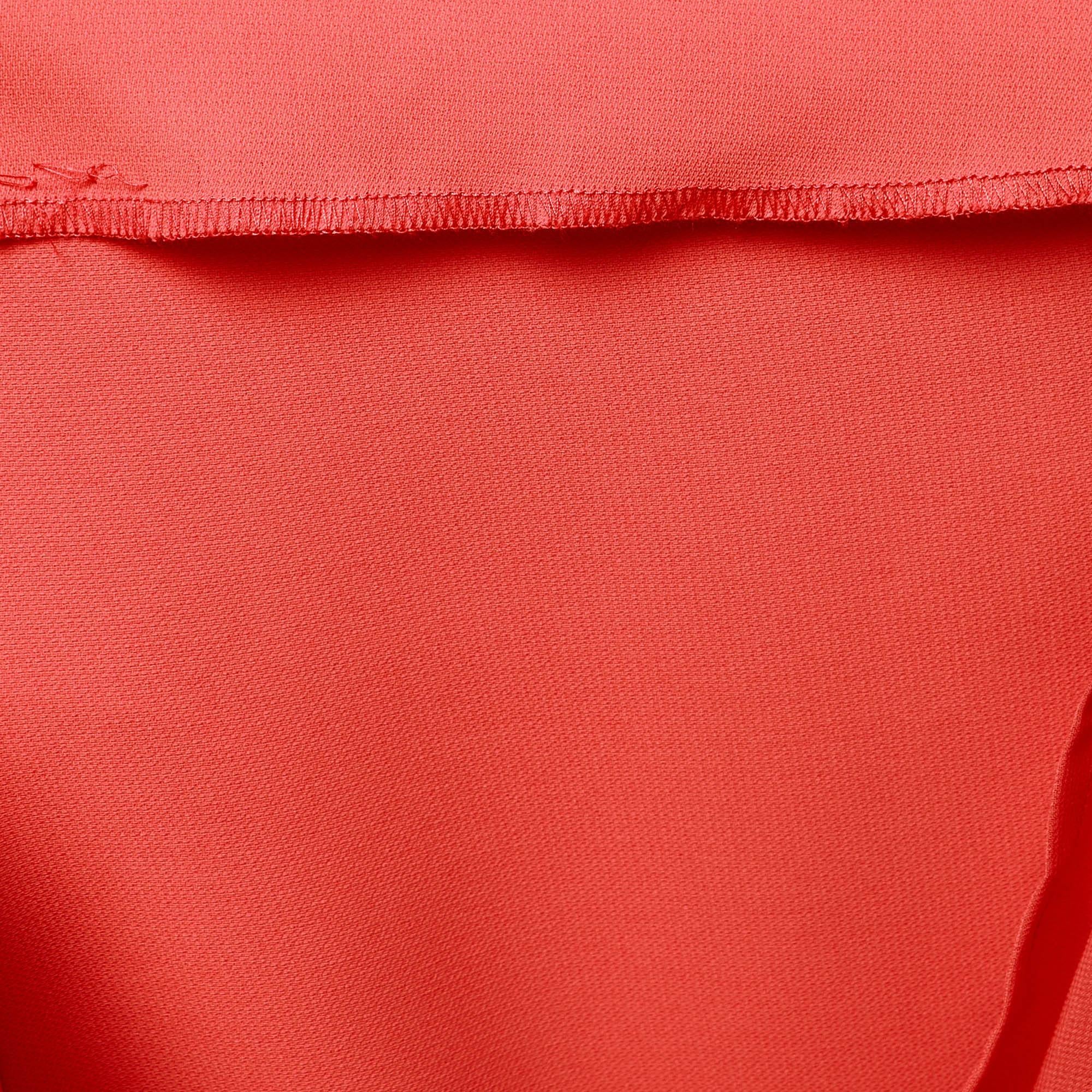 Moschino Cheap and Chic Red Chiffon Corsage Rose Detail Shift Dress S For Sale 2