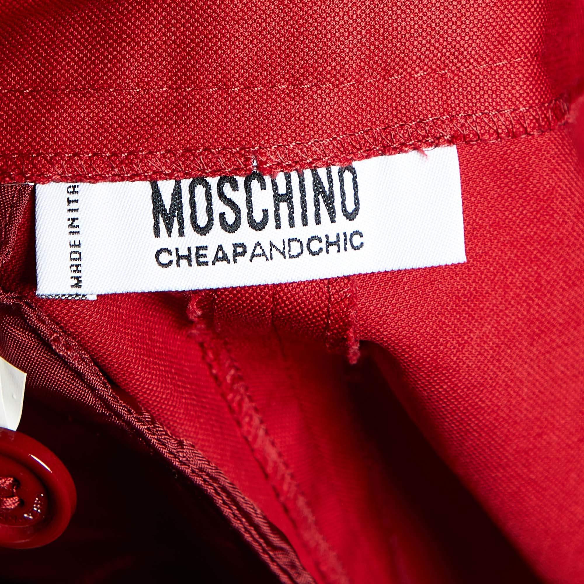 Pantalon ajusté Moschino Cheap and Chic rouge en coton M Bon état - En vente à Dubai, Al Qouz 2