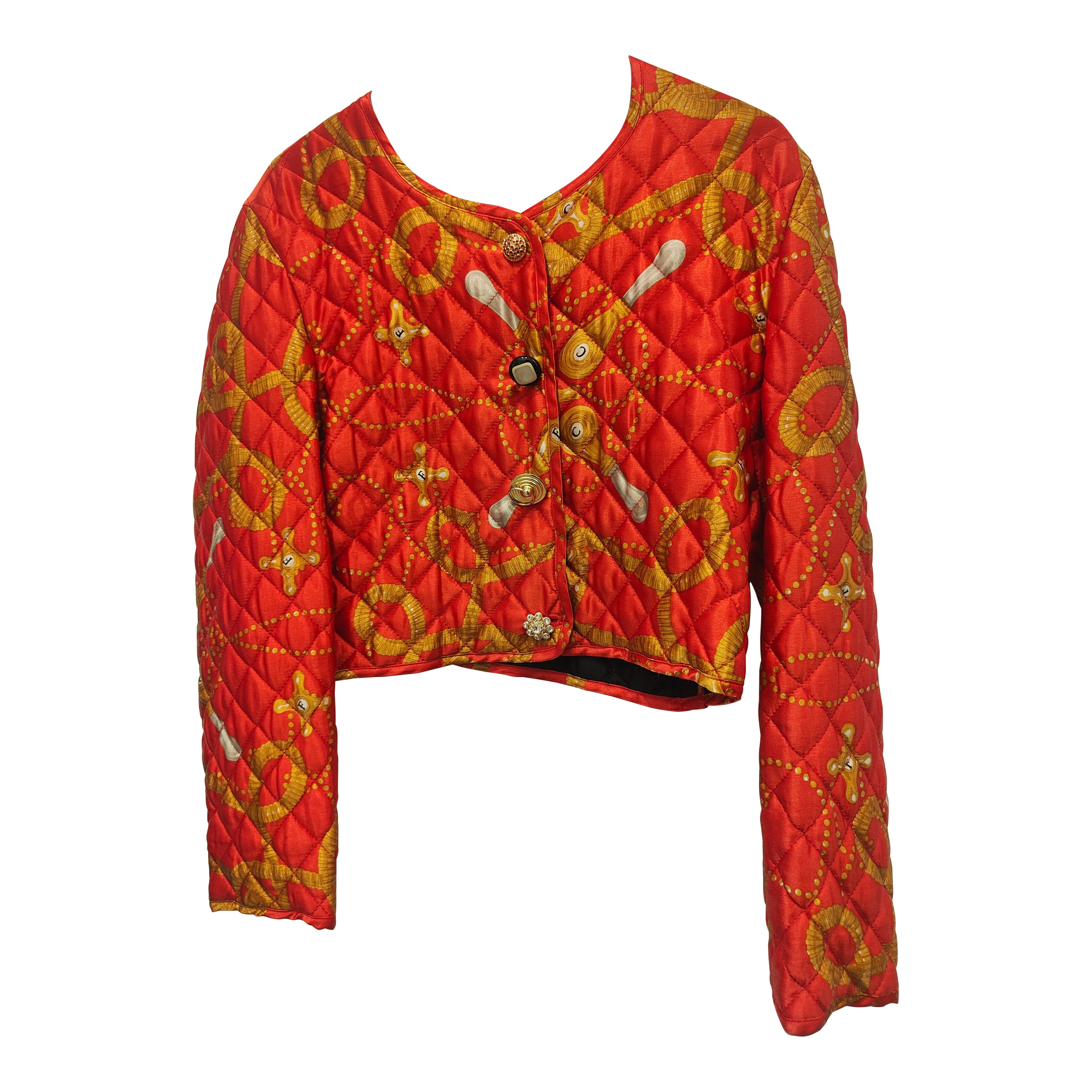 Moschino Cheap and Chic: bottoni gioiello oro rosso Giacca bomber