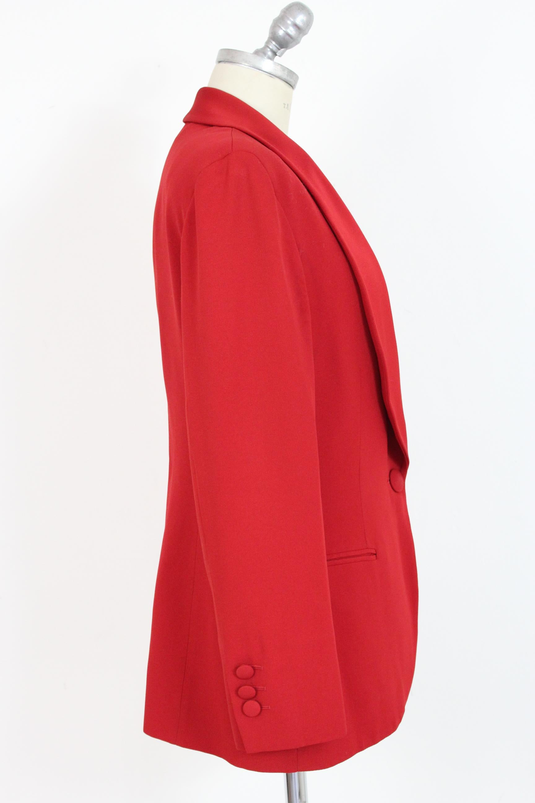 Moschino Cheap And Chic Red Satin Flared Tuxedo Jacket 1990s In Excellent Condition In Brindisi, Bt