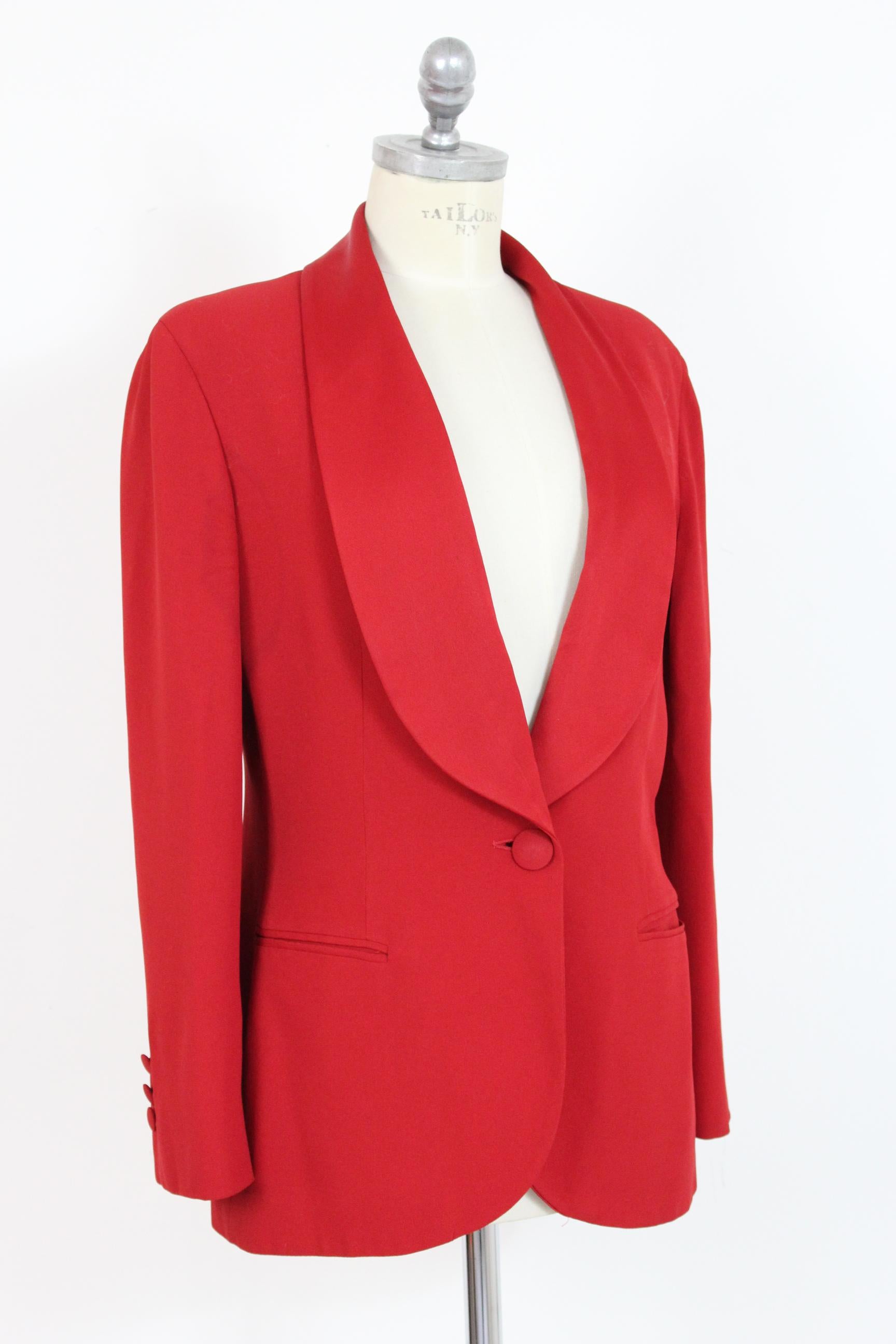 Women's Moschino Cheap And Chic Red Satin Flared Tuxedo Jacket 1990s