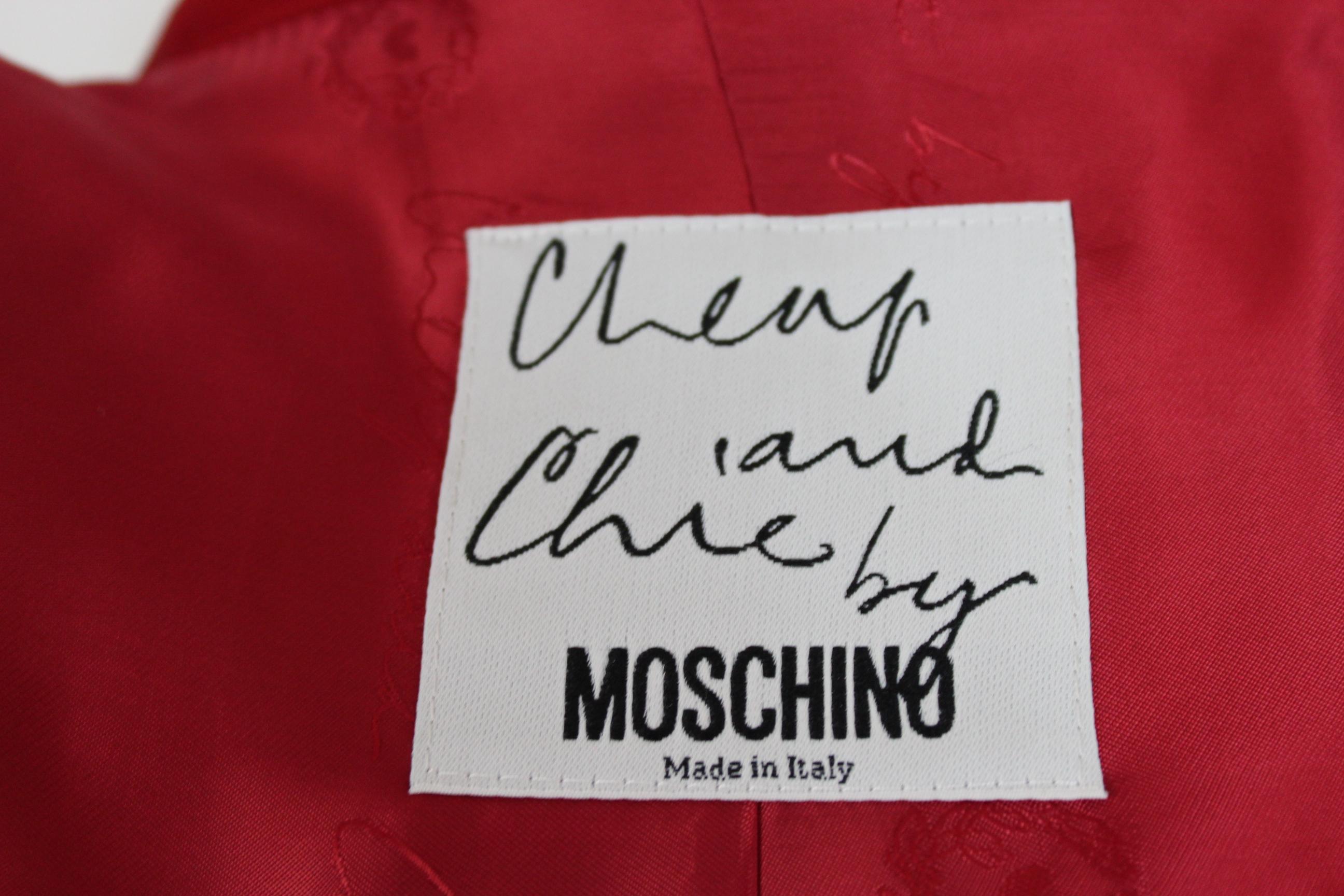 Moschino Cheap And Chic Red Satin Flared Tuxedo Jacket 1990s 2