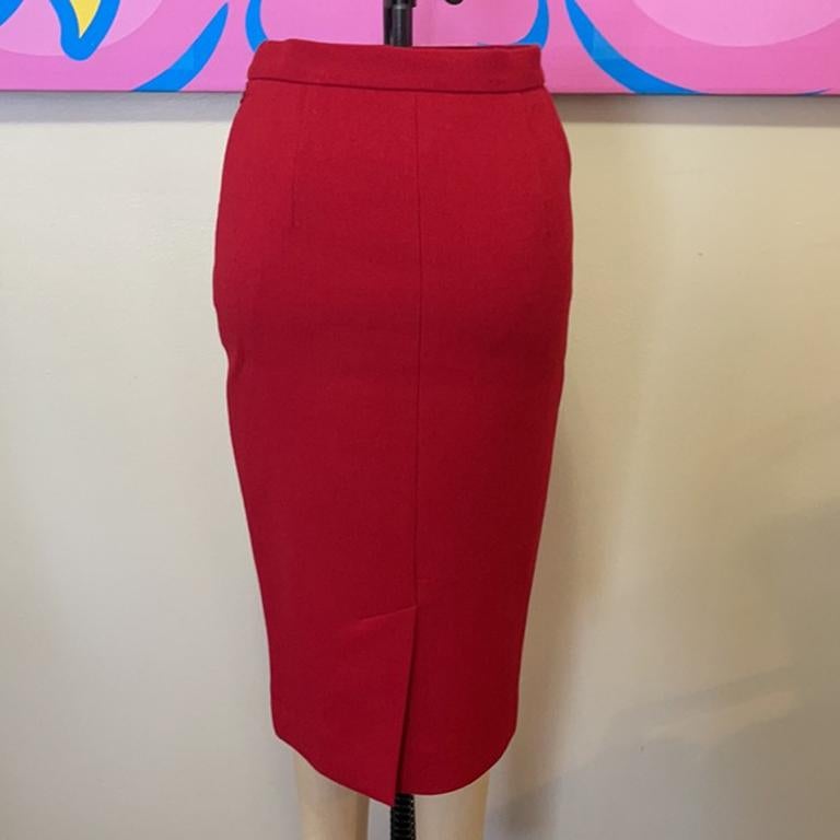 Moschino Cheap and Chic Red Wool Pencil Skirt For Sale 1
