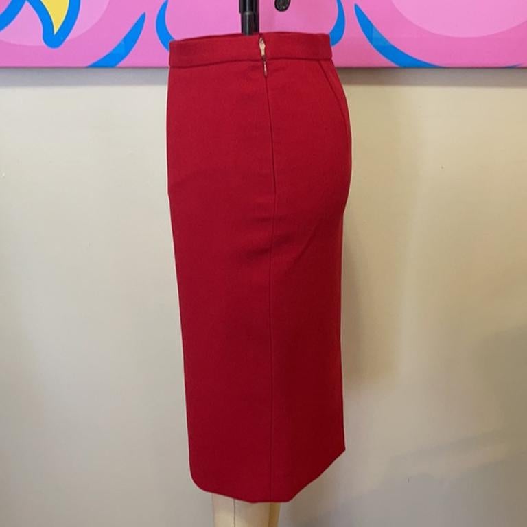 Moschino Cheap and Chic Red Wool Pencil Skirt For Sale 2