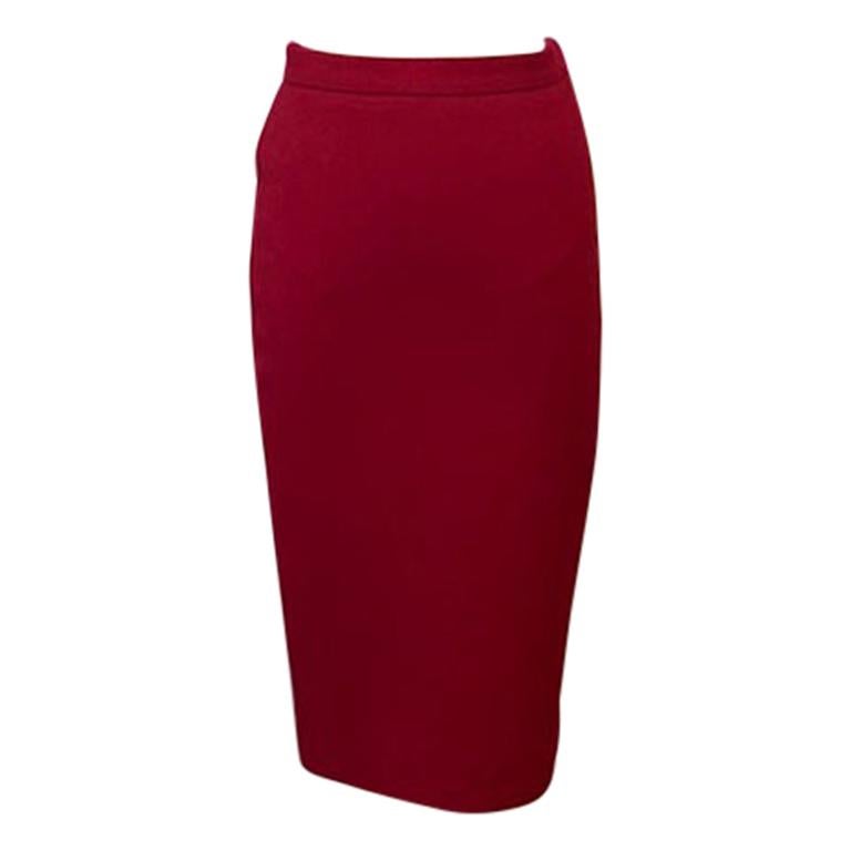 Moschino Cheap and Chic Red Wool Pencil Skirt