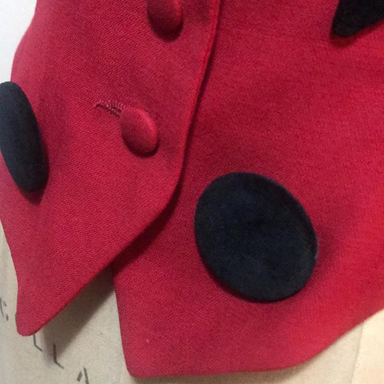 Moschino Cheap and Chic Red Wool Question Mark Vest In Good Condition For Sale In Los Angeles, CA