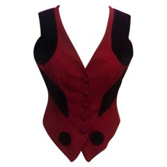 Vintage Moschino Cheap and Chic Red Wool Question Mark Vest