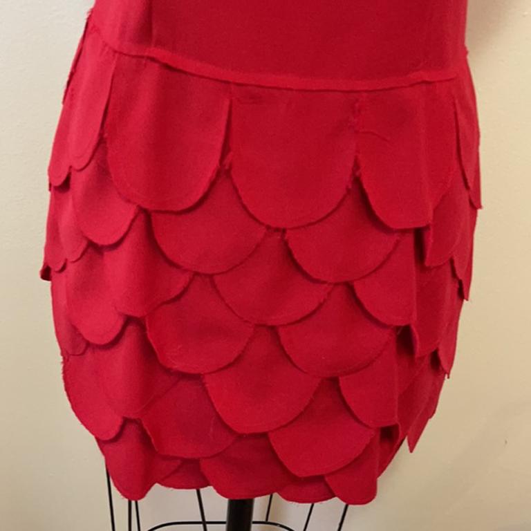 Moschino Cheap And Chic Red Wool Scalloped Dress For Sale 2