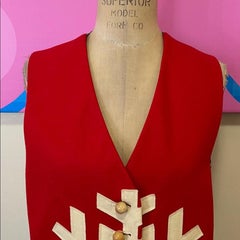 Moschino Cheap and Chic Red Wool Snowflake Vest
