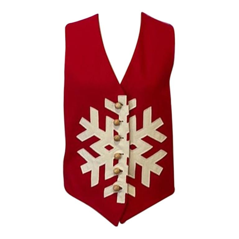 Moschino Cheap and Chic Red Wool Snowflake Vest