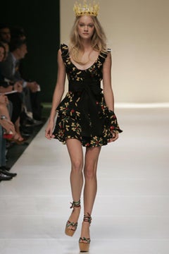 Moschino Cheap and Chic S/S 2006 pasta print silk skirt