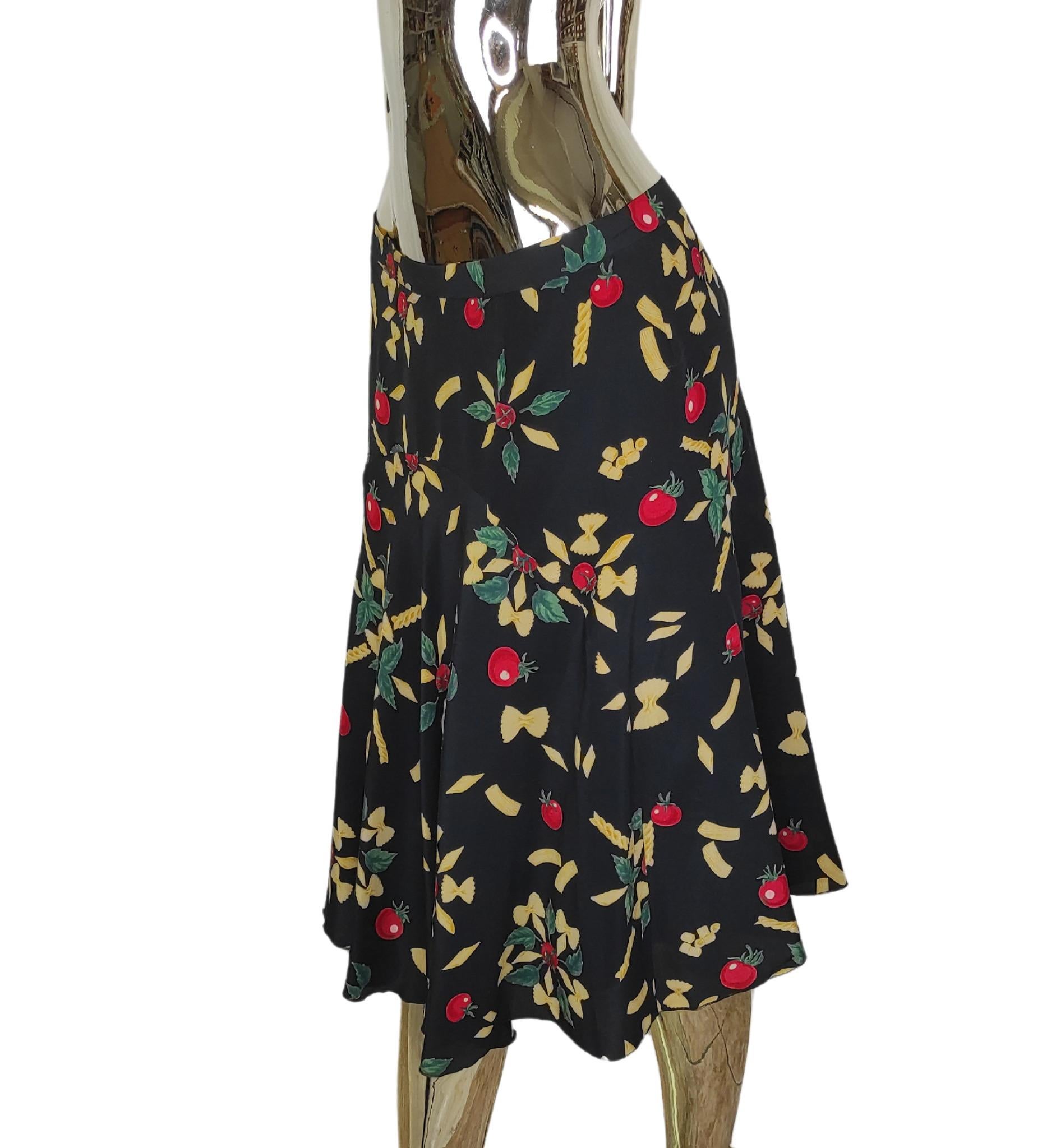 Women's Moschino Cheap and Chic S/S 2006 pasta print silk skirt