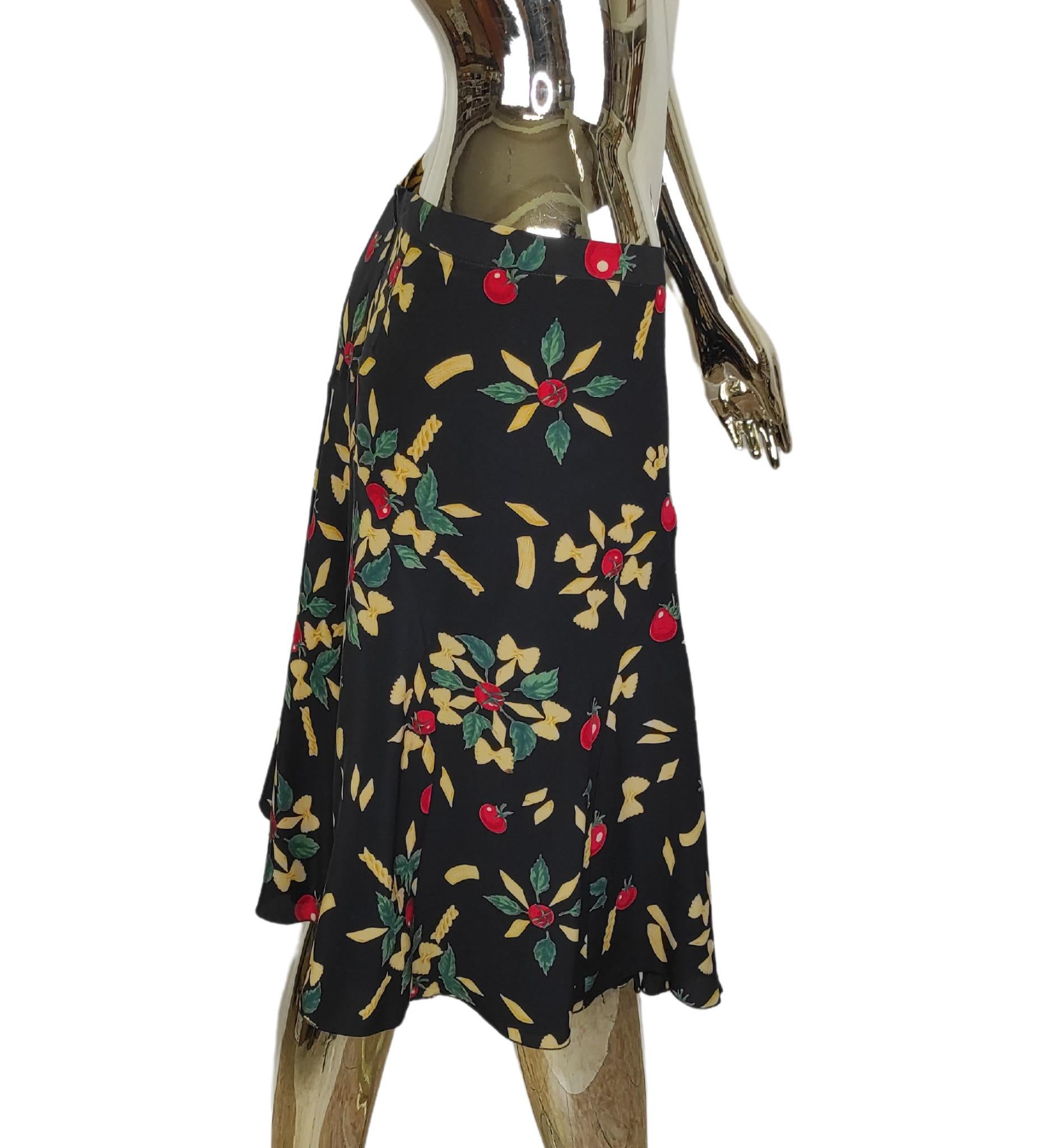 Moschino Cheap and Chic S/S 2006 pasta print silk skirt 1