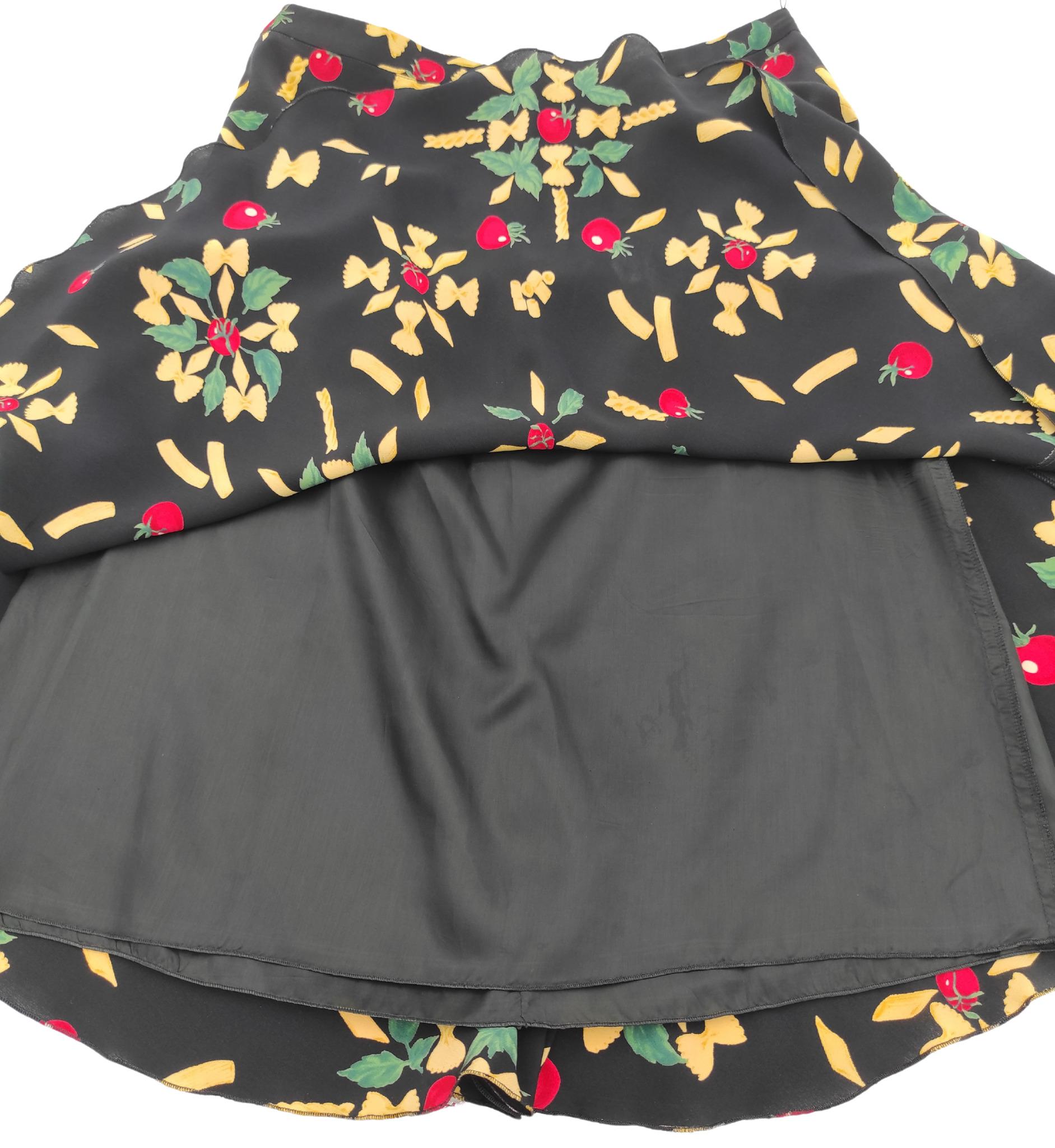 Moschino Cheap and Chic S/S 2006 pasta print silk skirt 2