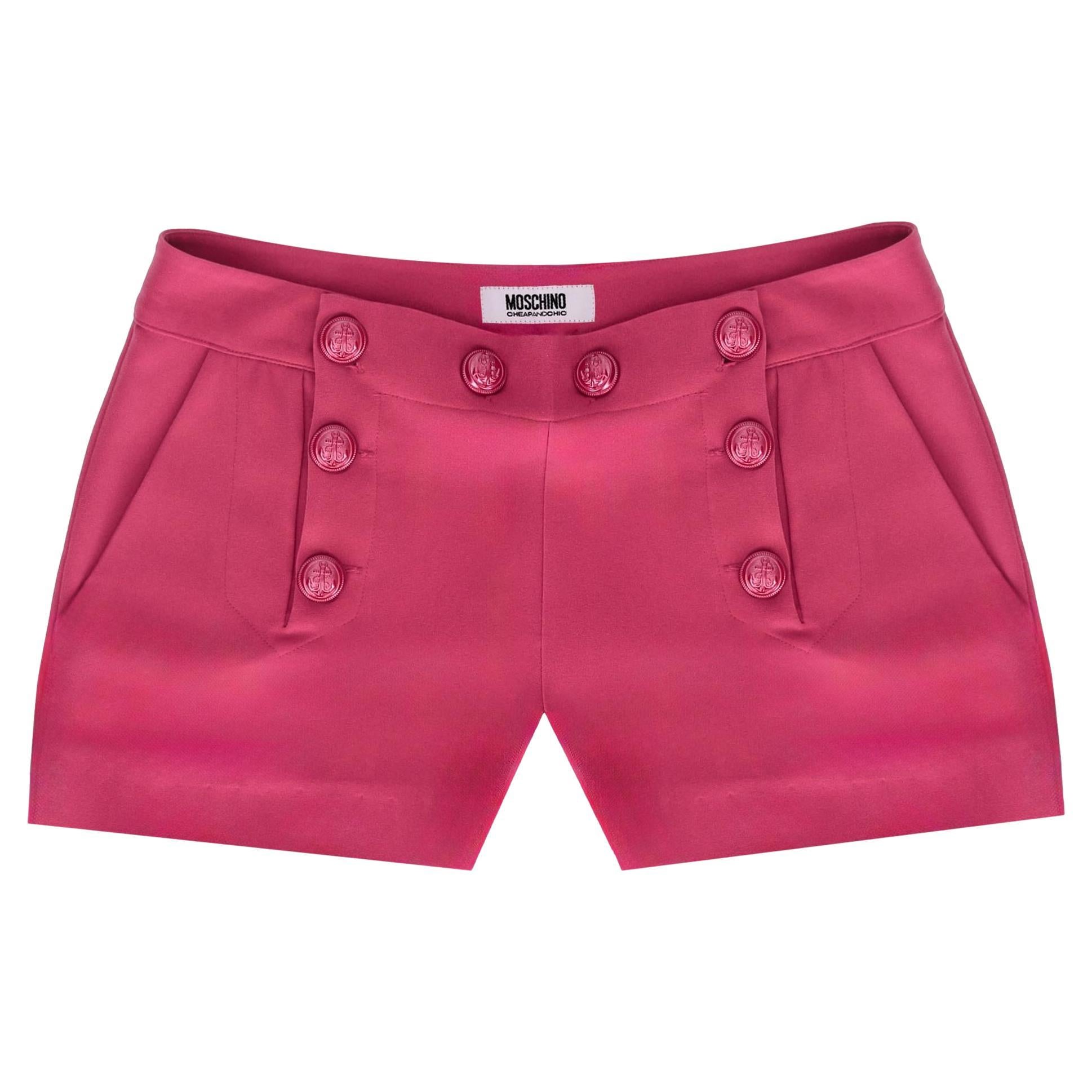 Moschino Cheap and Chic Shorts With Anchor Embossed Buttons