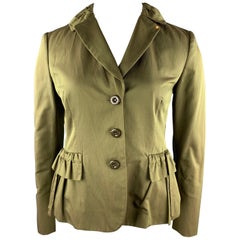 MOSCHINO CHEAP AND CHIC Size 12 Olive Twill Cotton Blend Jacket