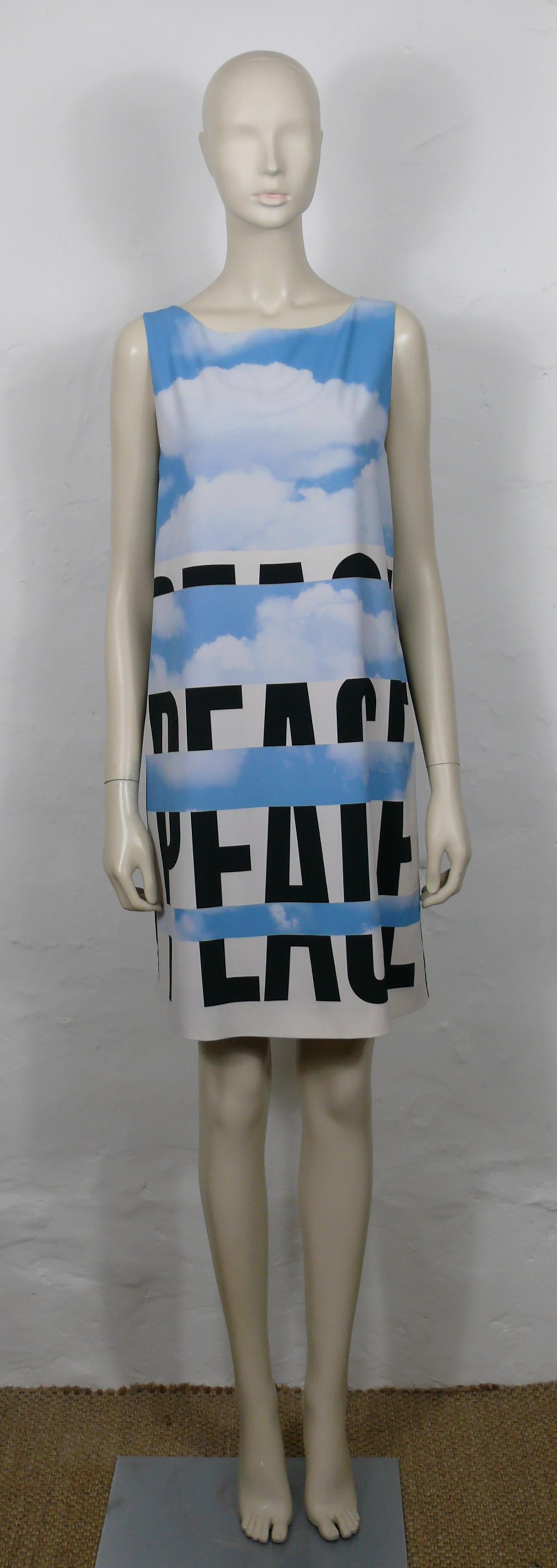Gray MOSCHINO Cheap and Chic Sky Blue Cloud Peace Dress US Size 8 For Sale