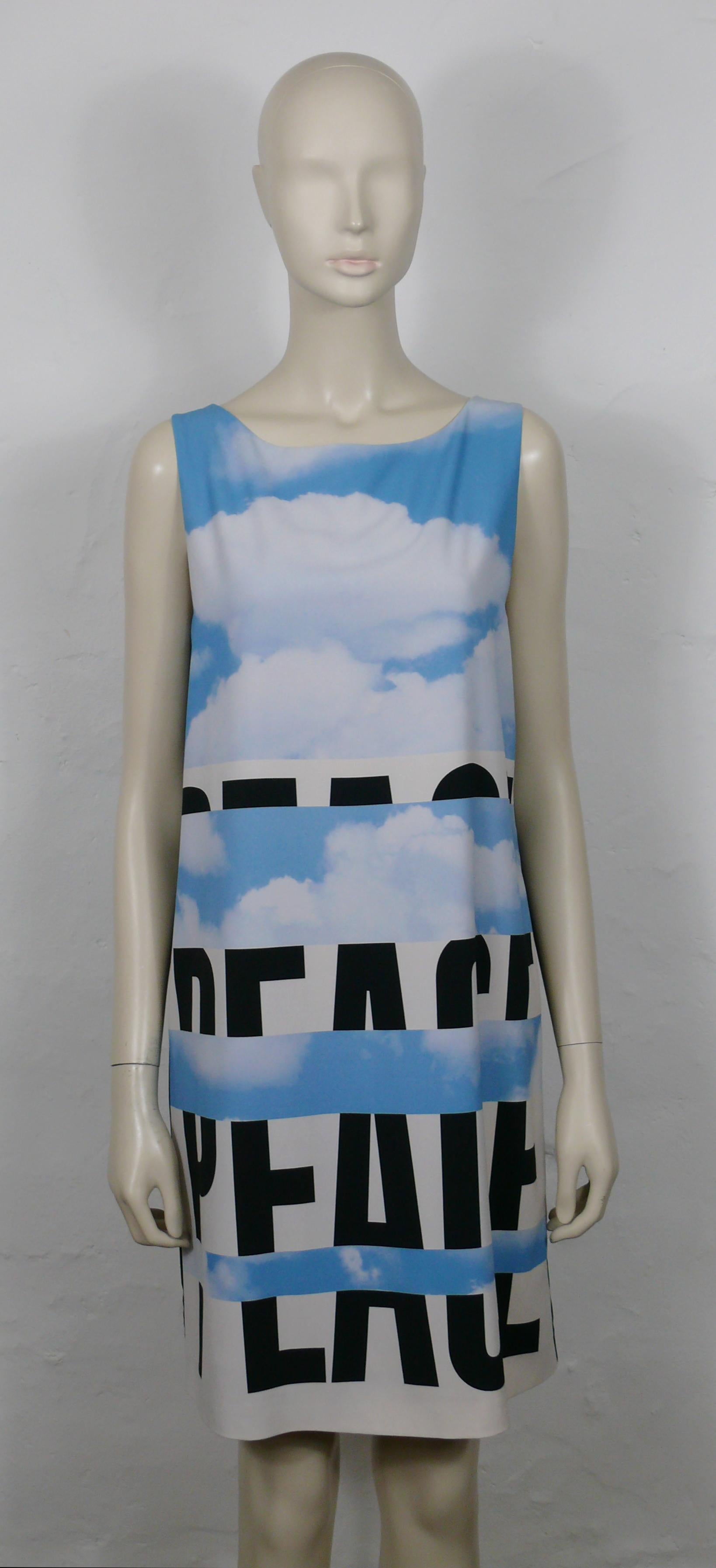 MOSCHINO Cheap and Chic Sky Blue Cloud Peace Dress US Size 8 In Good Condition For Sale In Nice, FR