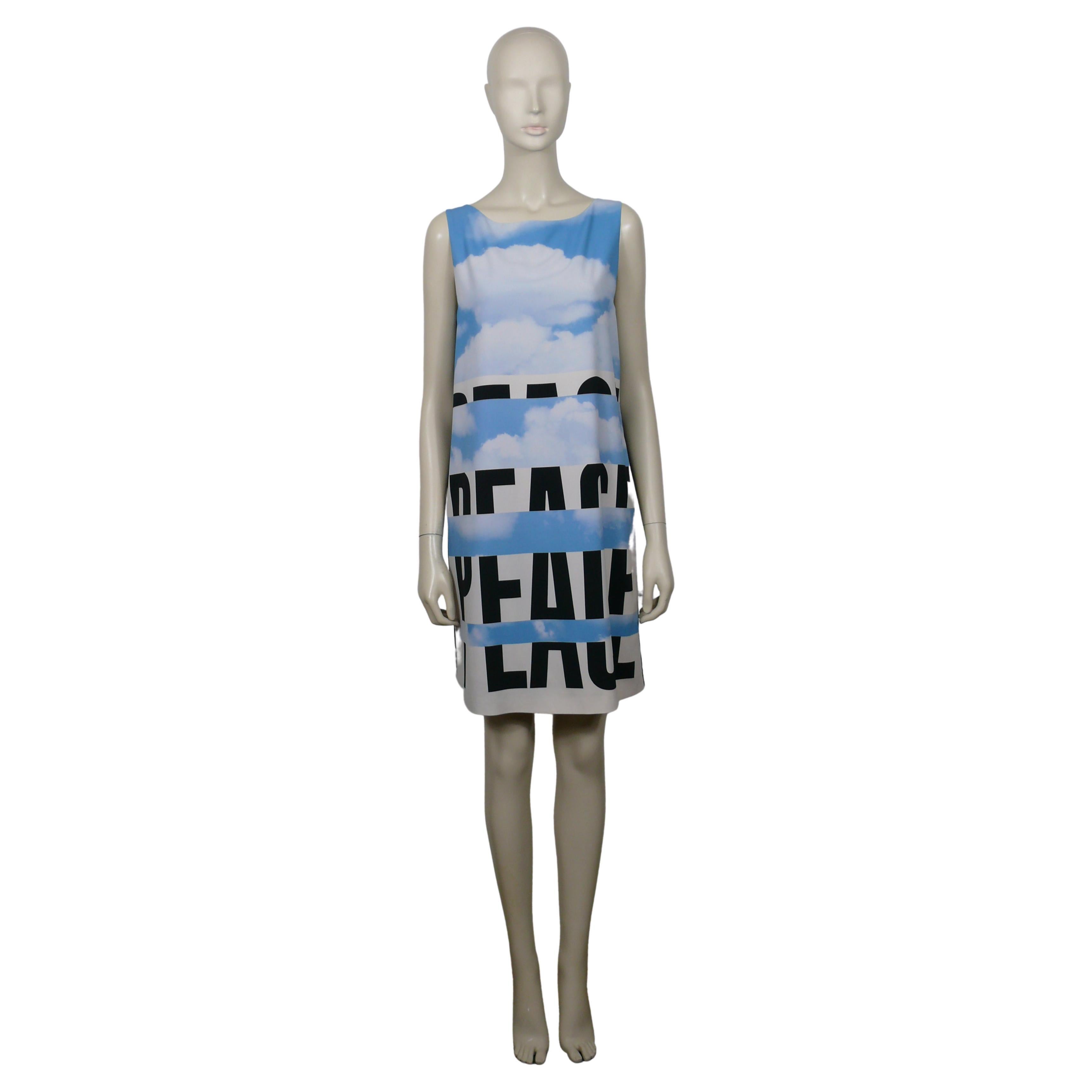 MOSCHINO Cheap and Chic Sky Blue Cloud Peace Dress US Size 8 For Sale