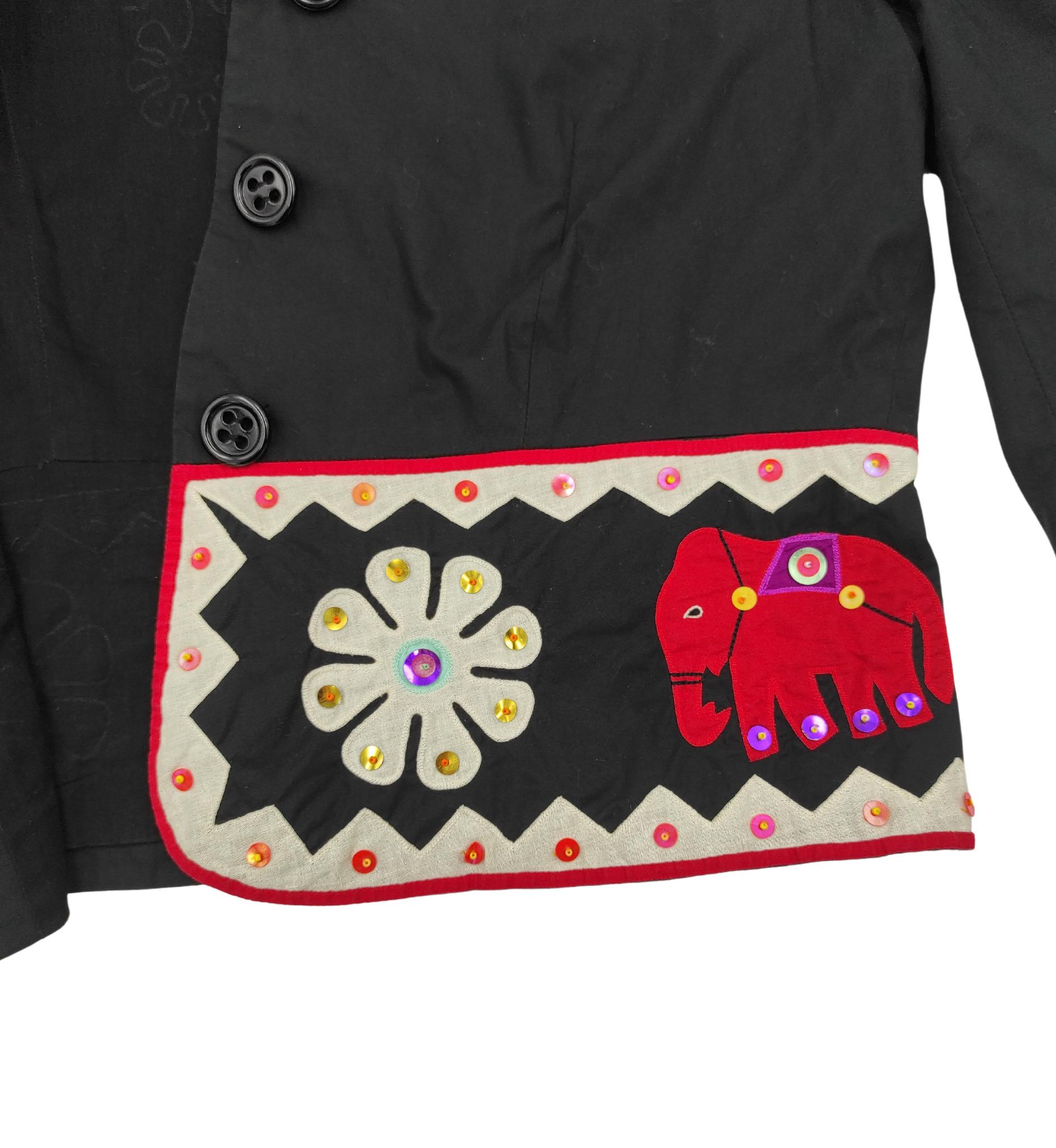 Moschino Cheap and Chic snowflake and elephant decor black blazer For Sale 3