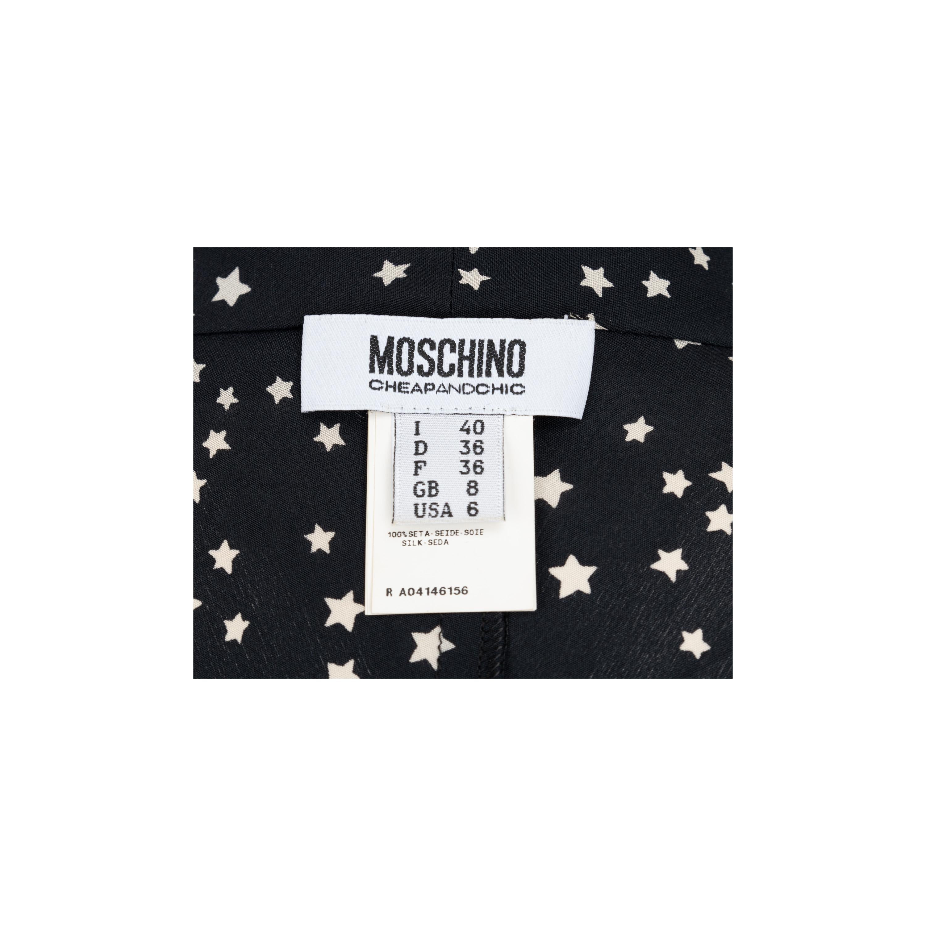 Moschino Cheap and Chic - Vestito a portafoglio con stampa a stella In condizioni ottime in vendita a Milano, IT