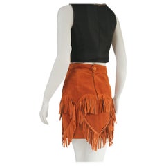 Moschino Cheap and Chic Suede Tassel Hearts Cowgirl Mini Skirt
